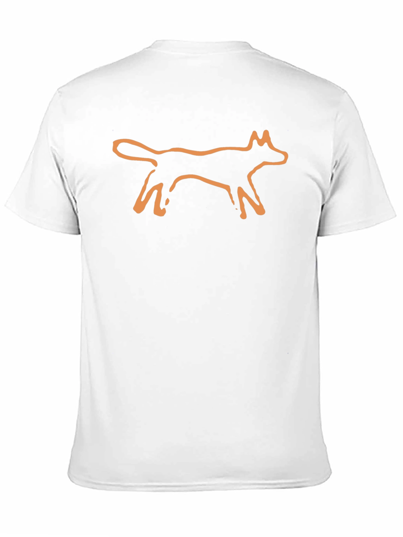 Minimalist Orange Fox Graphic Black T-Shirt