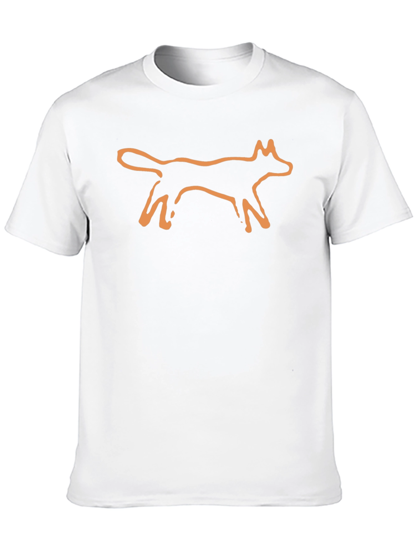 Minimalist Orange Fox Graphic Black T-Shirt