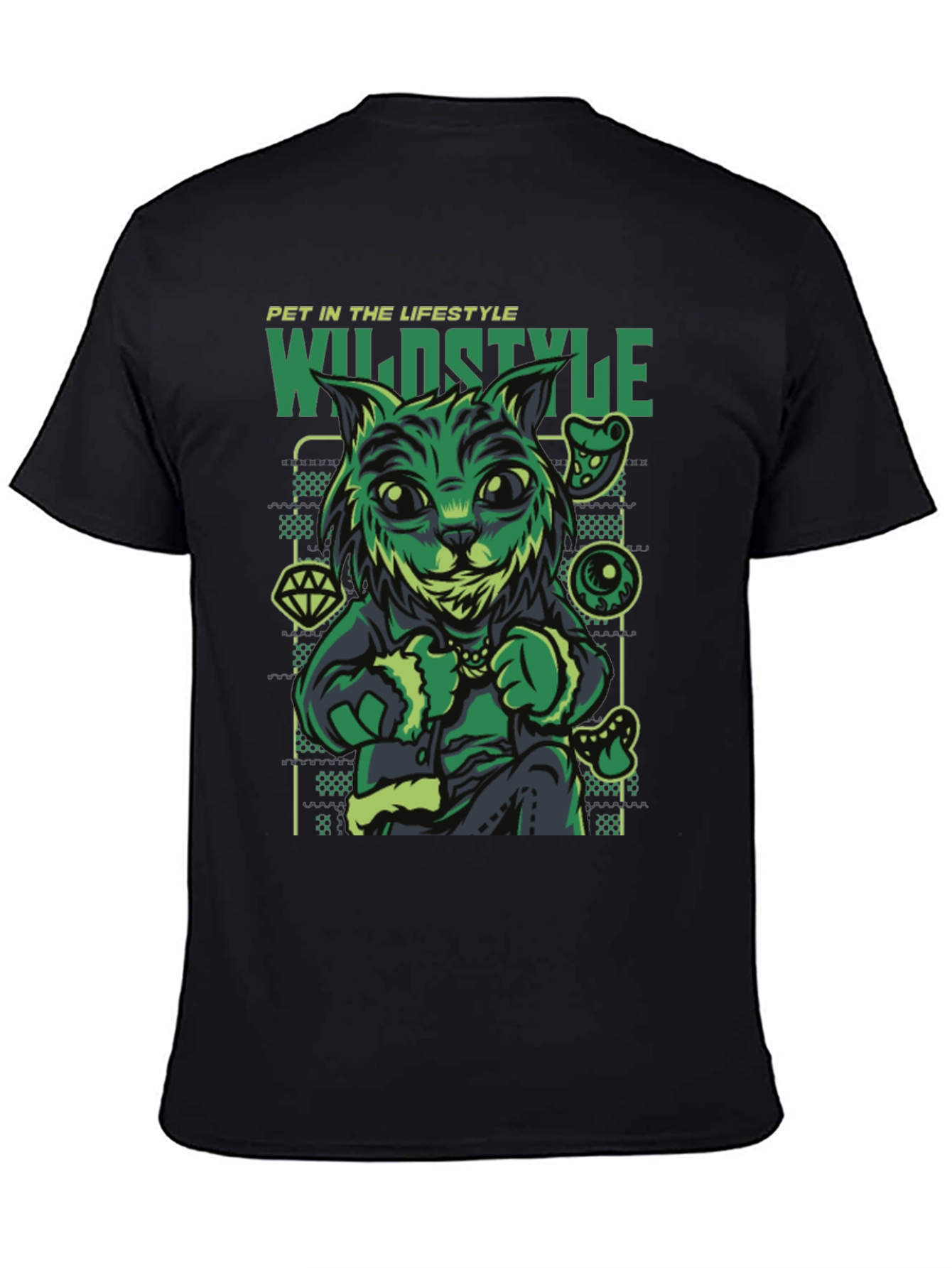 Wildstyle Pet Cat T-Shirt - Black Graphic Tee