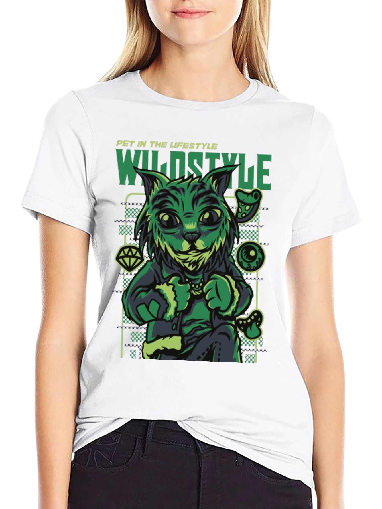 Wildstyle Pet Cat T-Shirt - Black Graphic Tee