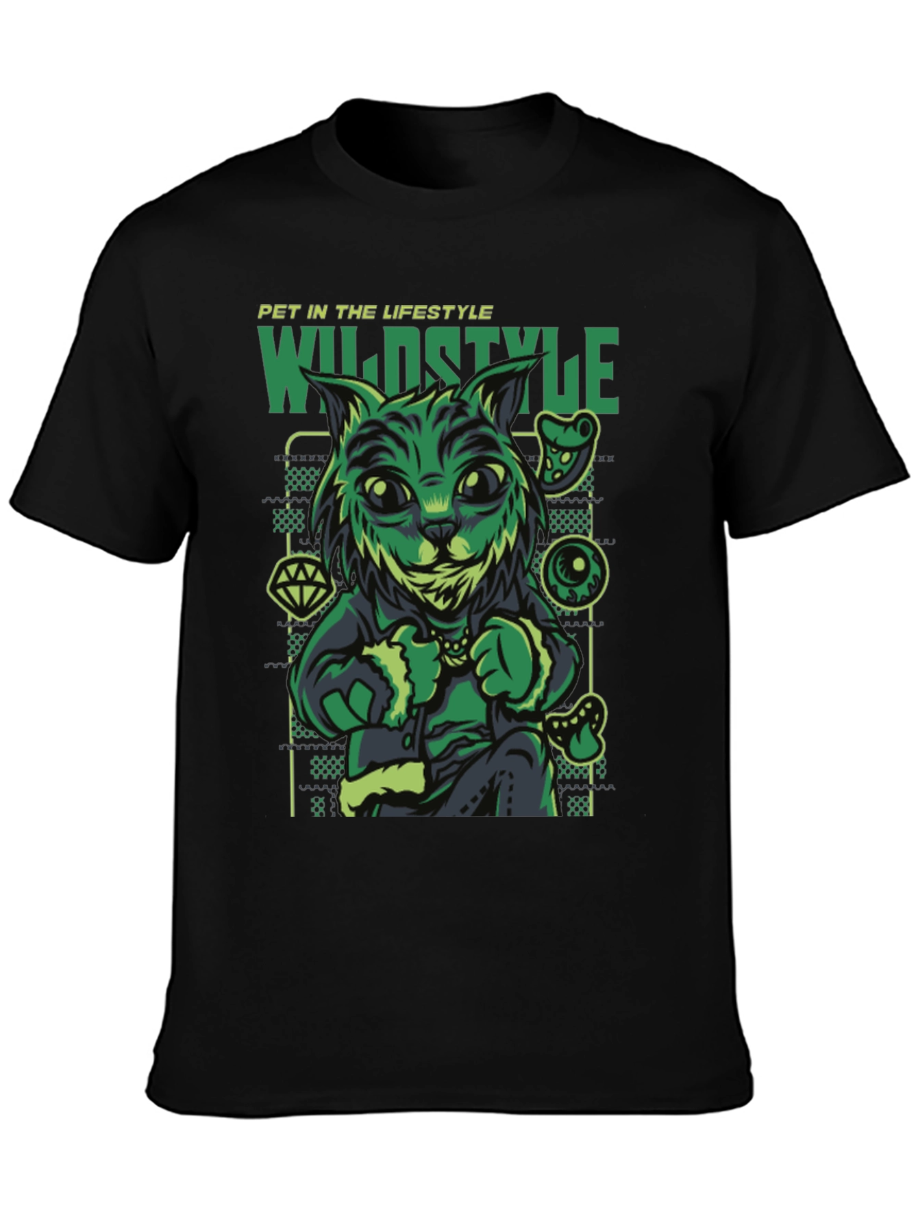 Wildstyle Pet Cat T-Shirt - Black Graphic Tee