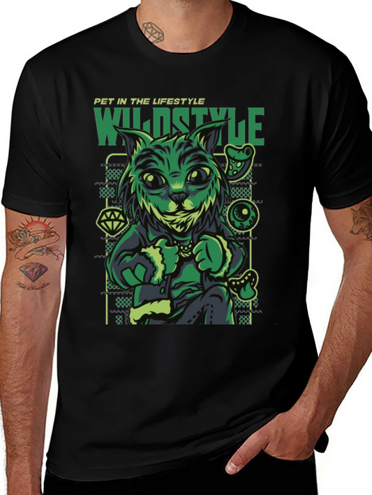 Wildstyle Pet Cat T-Shirt - Black Graphic Tee