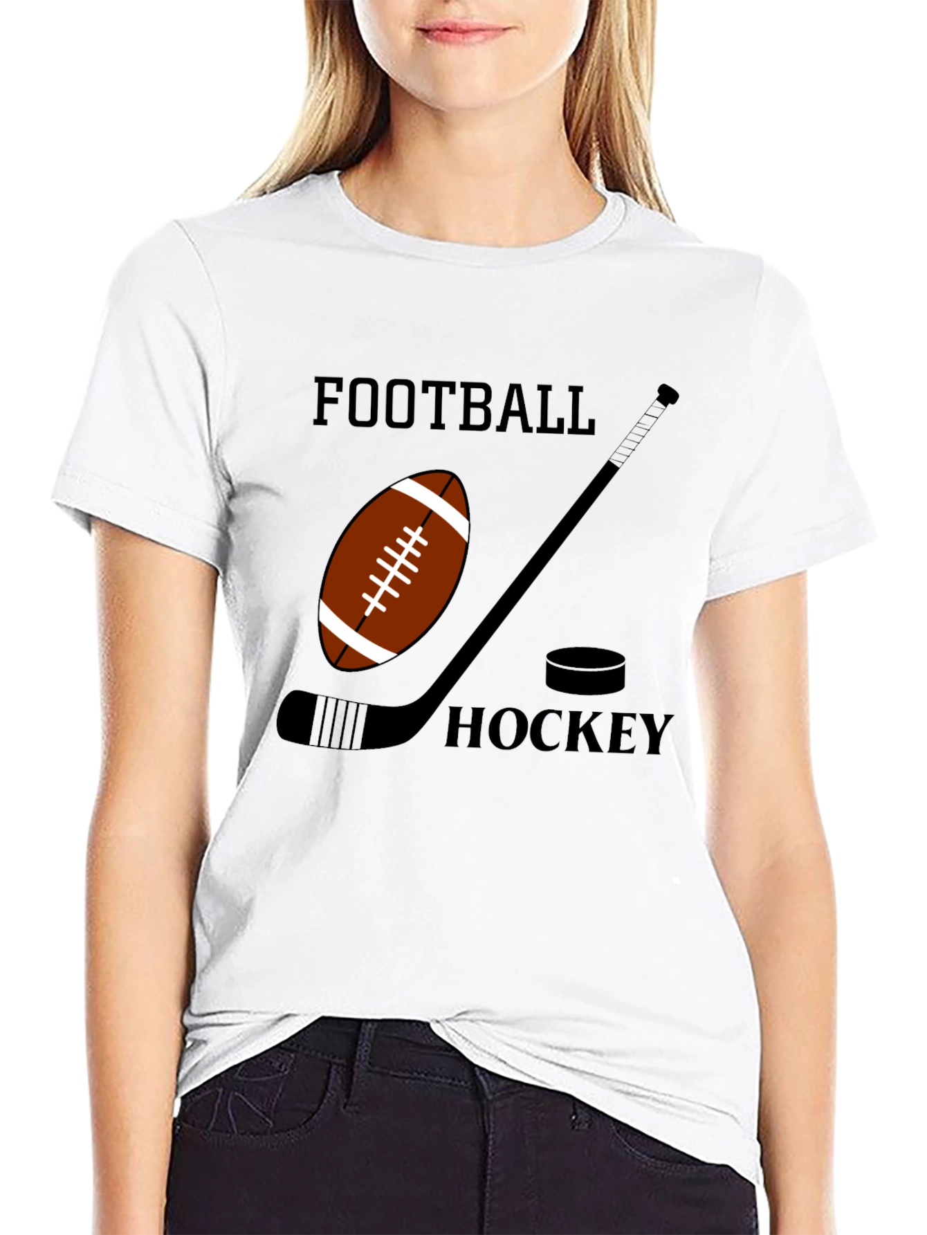 Football & Hockey Graphic Black T-Shirt