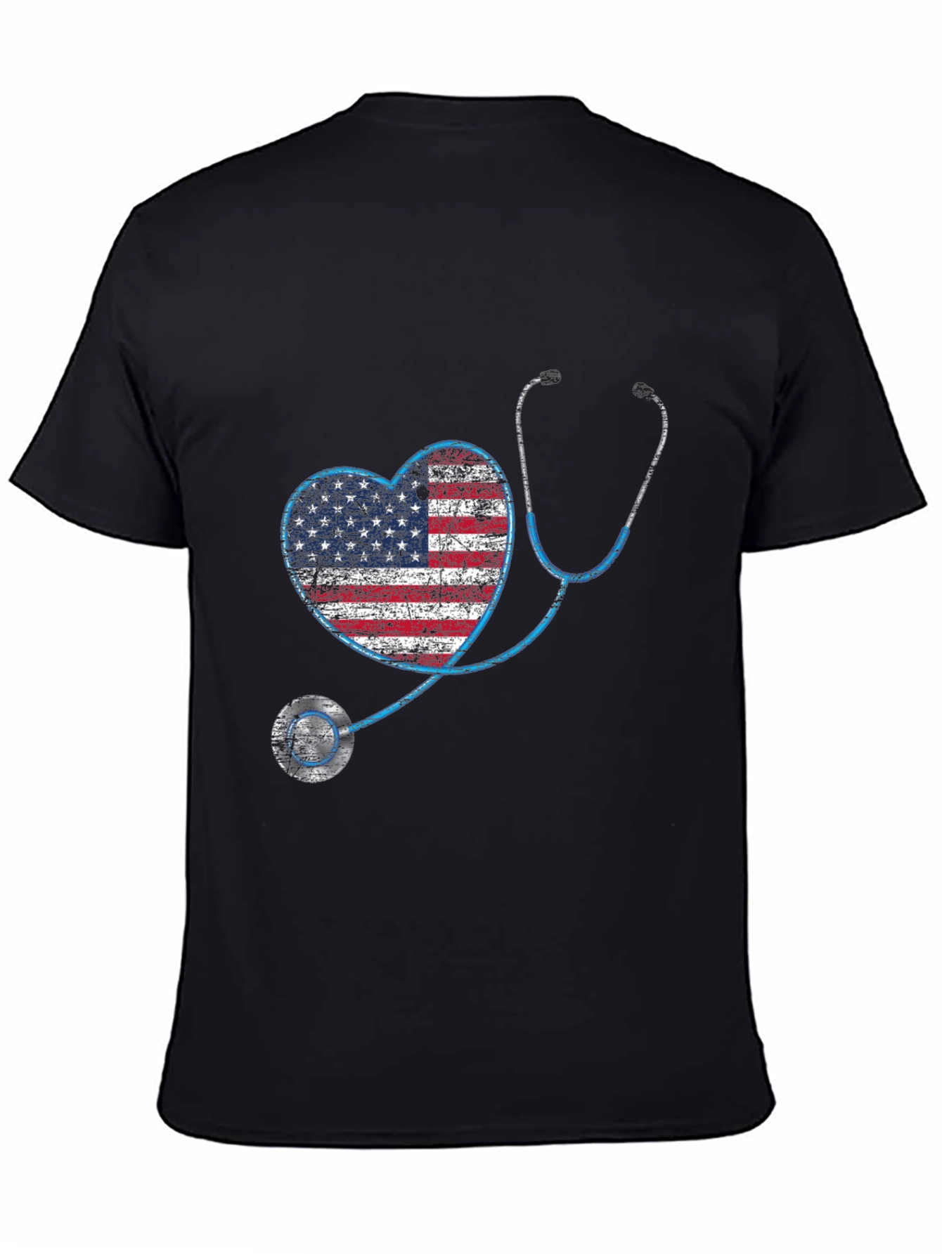 American Flag Heart Stethoscope Graphic T-Shirt