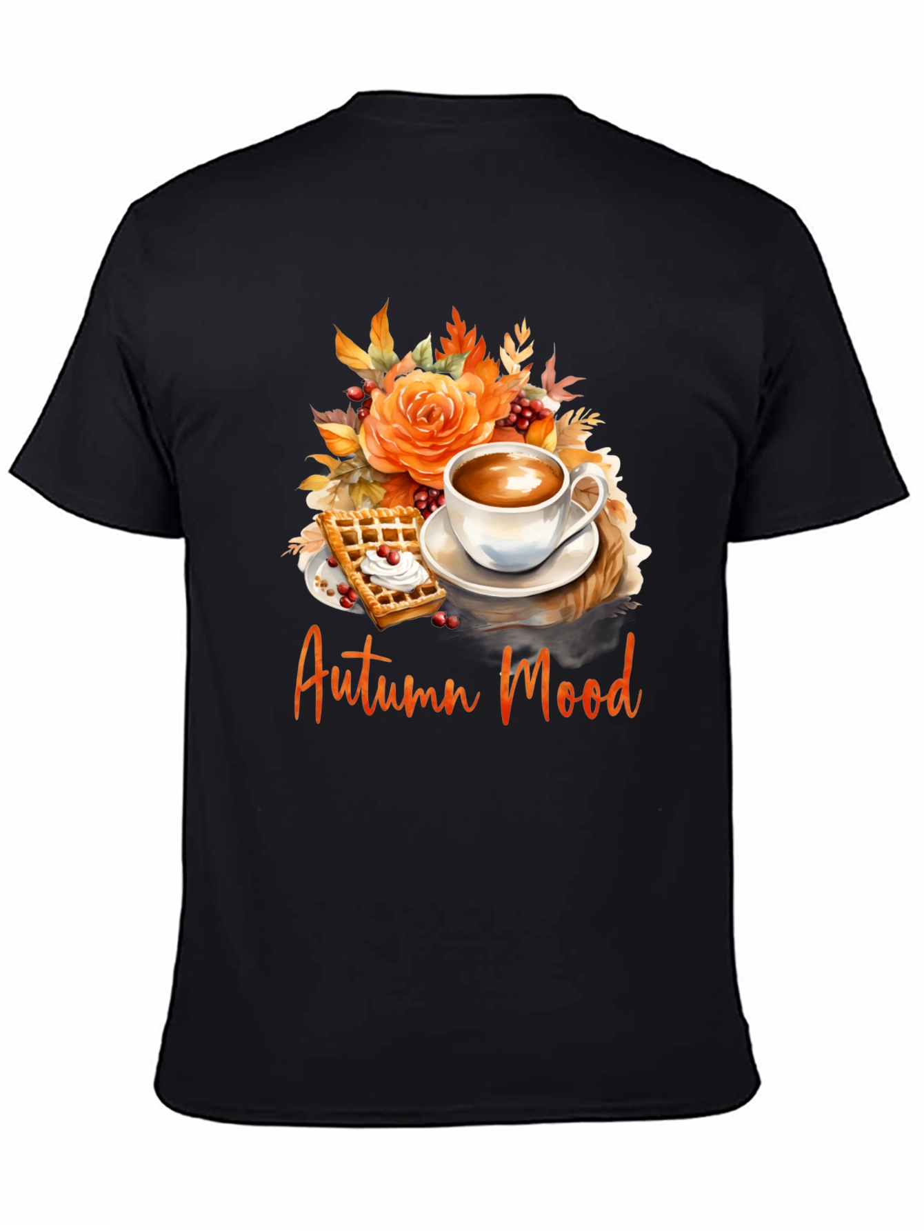 Autumn Mood T-Shirt - Coffee Waffle Floral Design