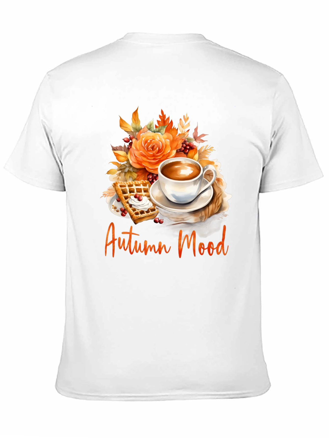 Autumn Mood T-Shirt - Coffee Waffle Floral Design