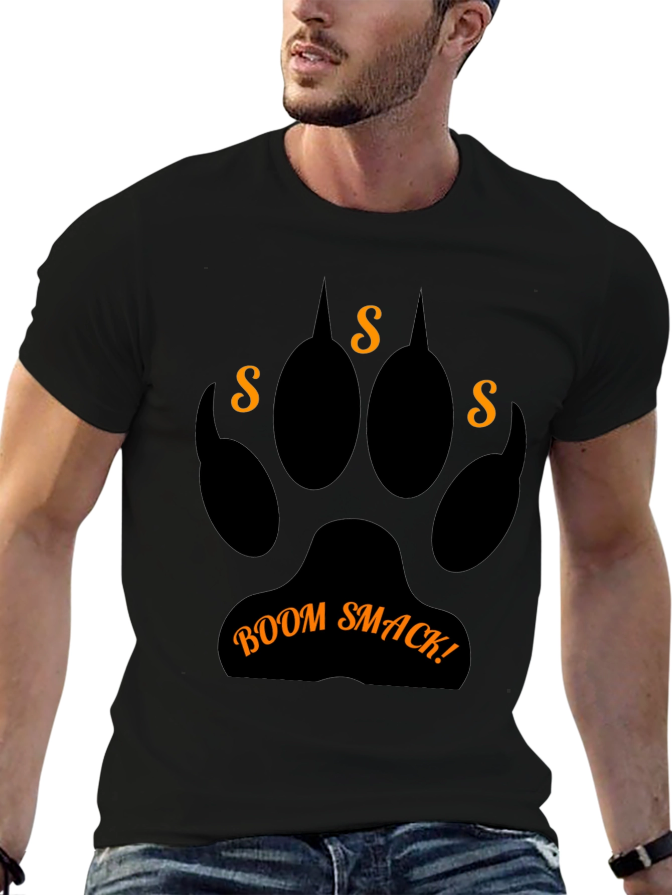 Boom Smack! Graphic Print Black T-Shirt