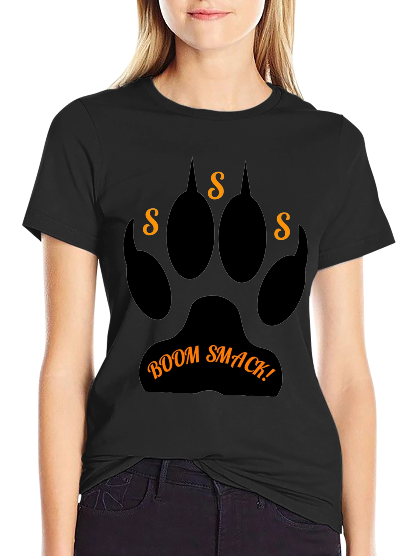 Boom Smack! Graphic Print Black T-Shirt