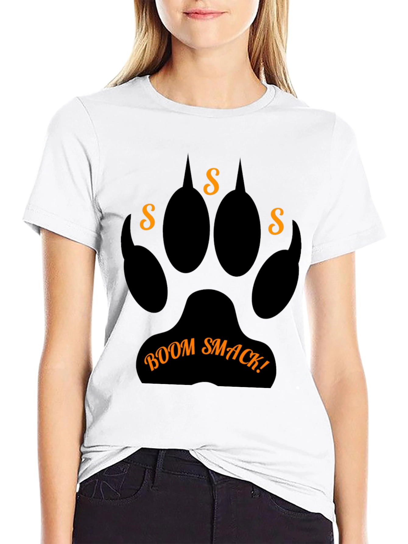 Boom Smack! Graphic Print Black T-Shirt
