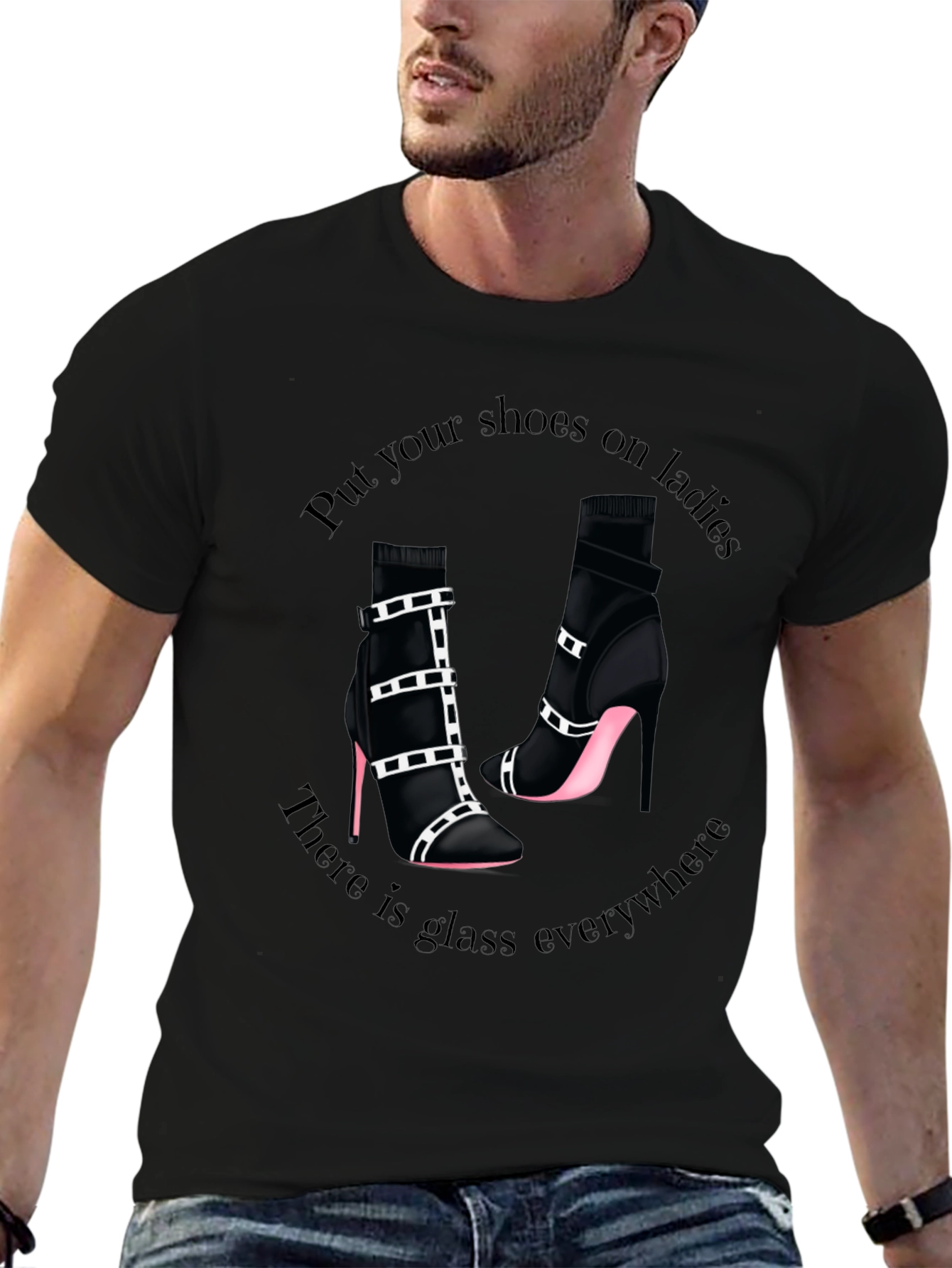 Stylish Glass Everywhere Graphic T-Shirt