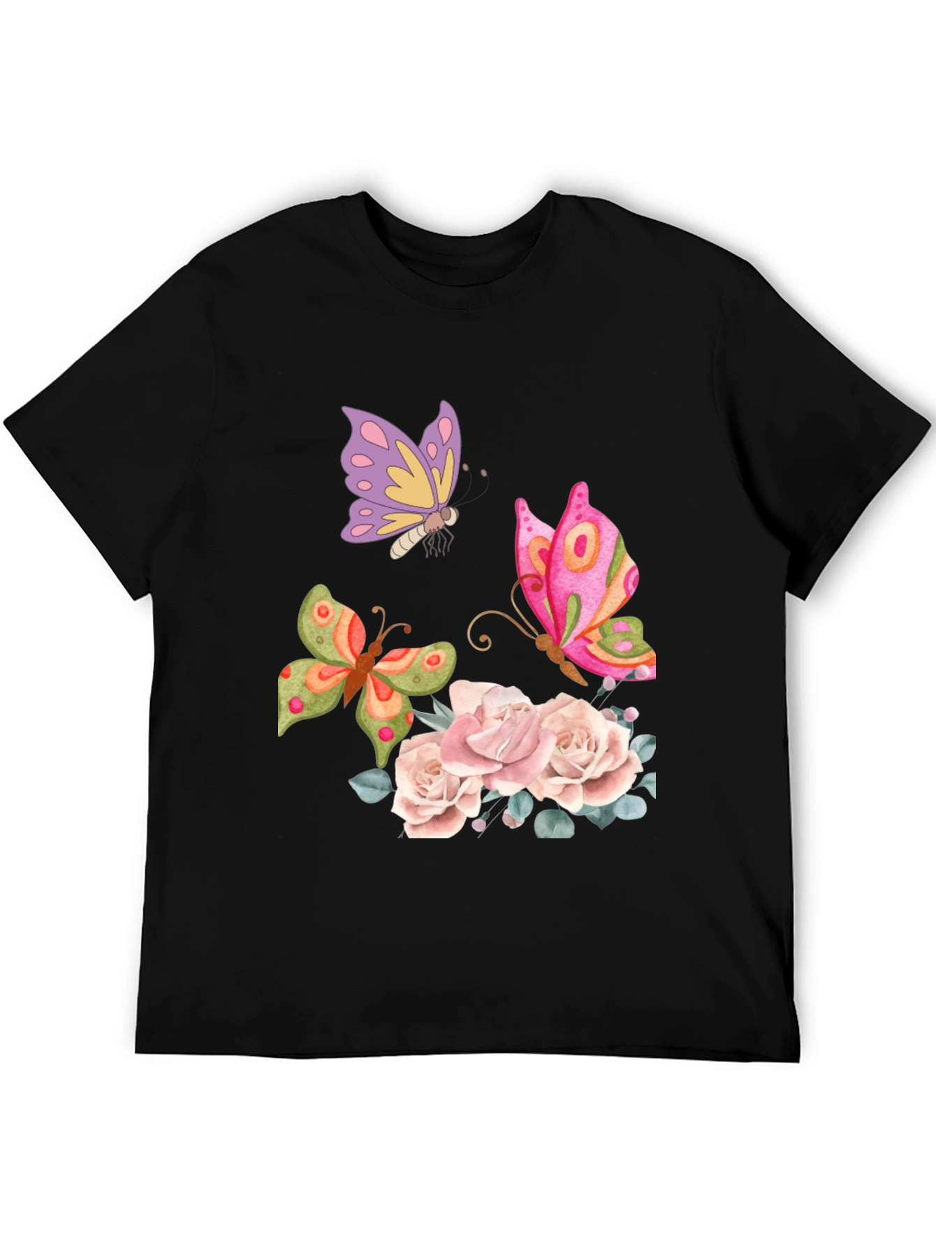 Butterfly Floral Graphic T-Shirt - Elegant Casual Wear