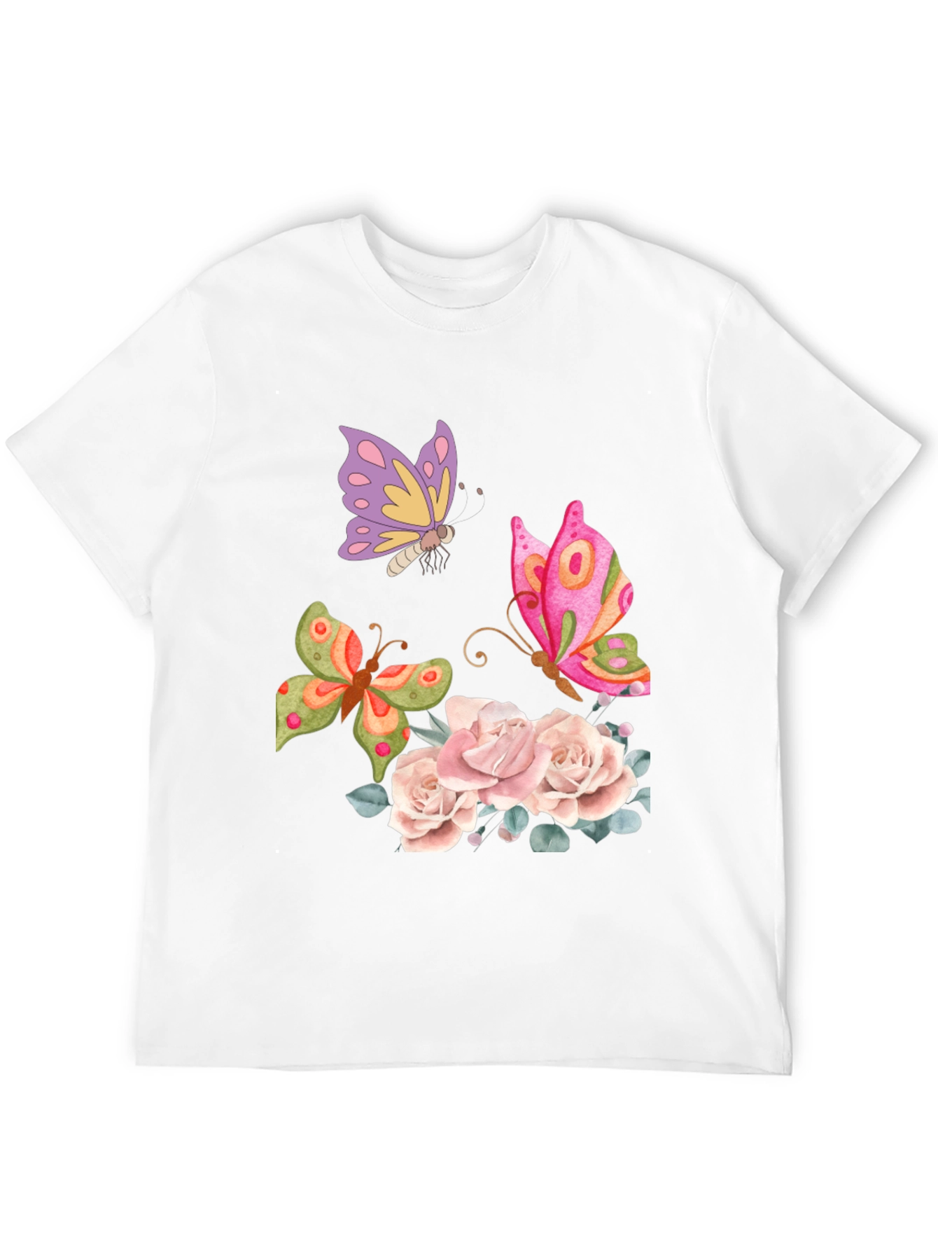 Butterfly Floral Graphic T-Shirt - Elegant Casual Wear