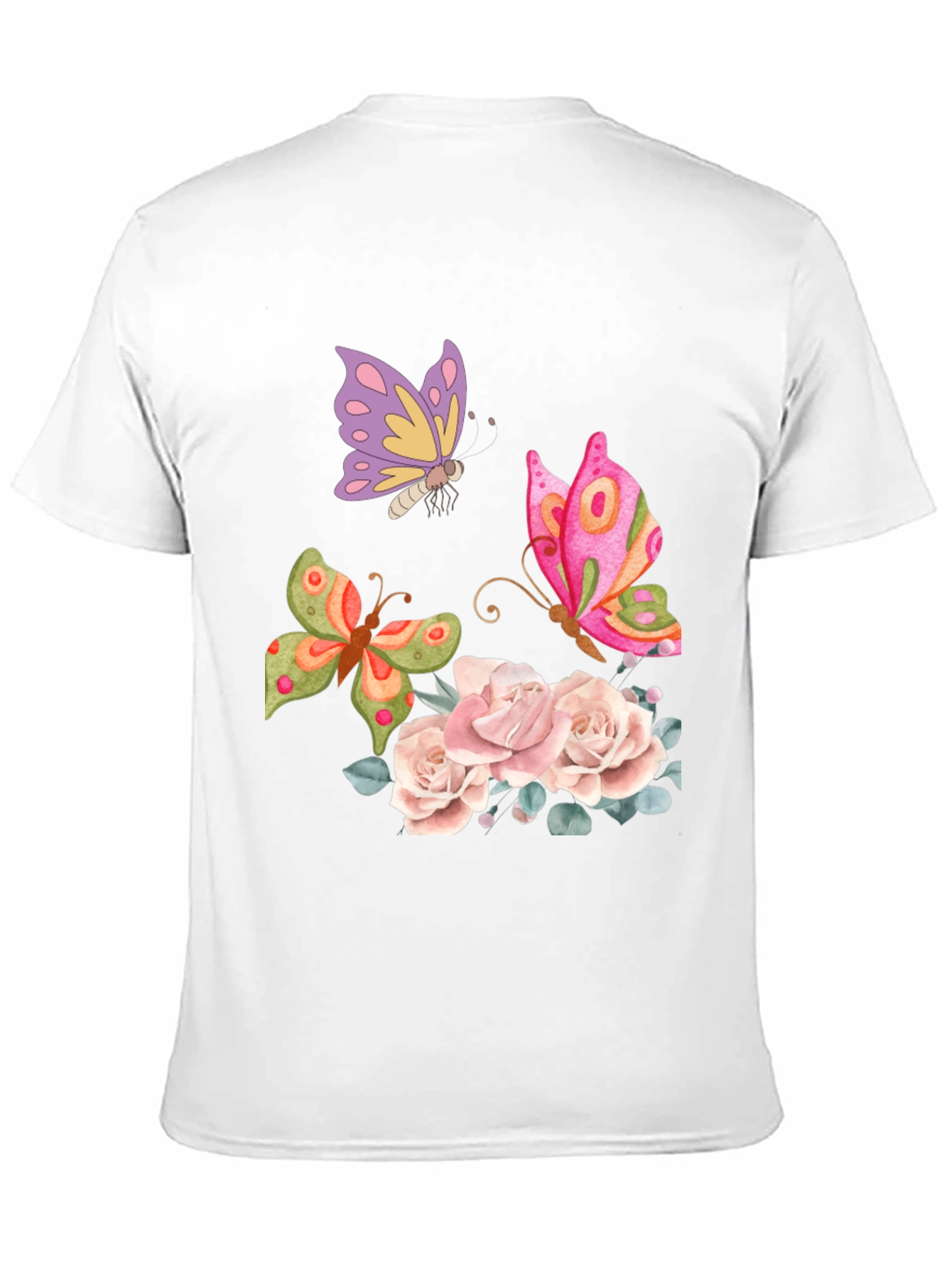 Butterfly Floral Graphic T-Shirt - Elegant Casual Wear