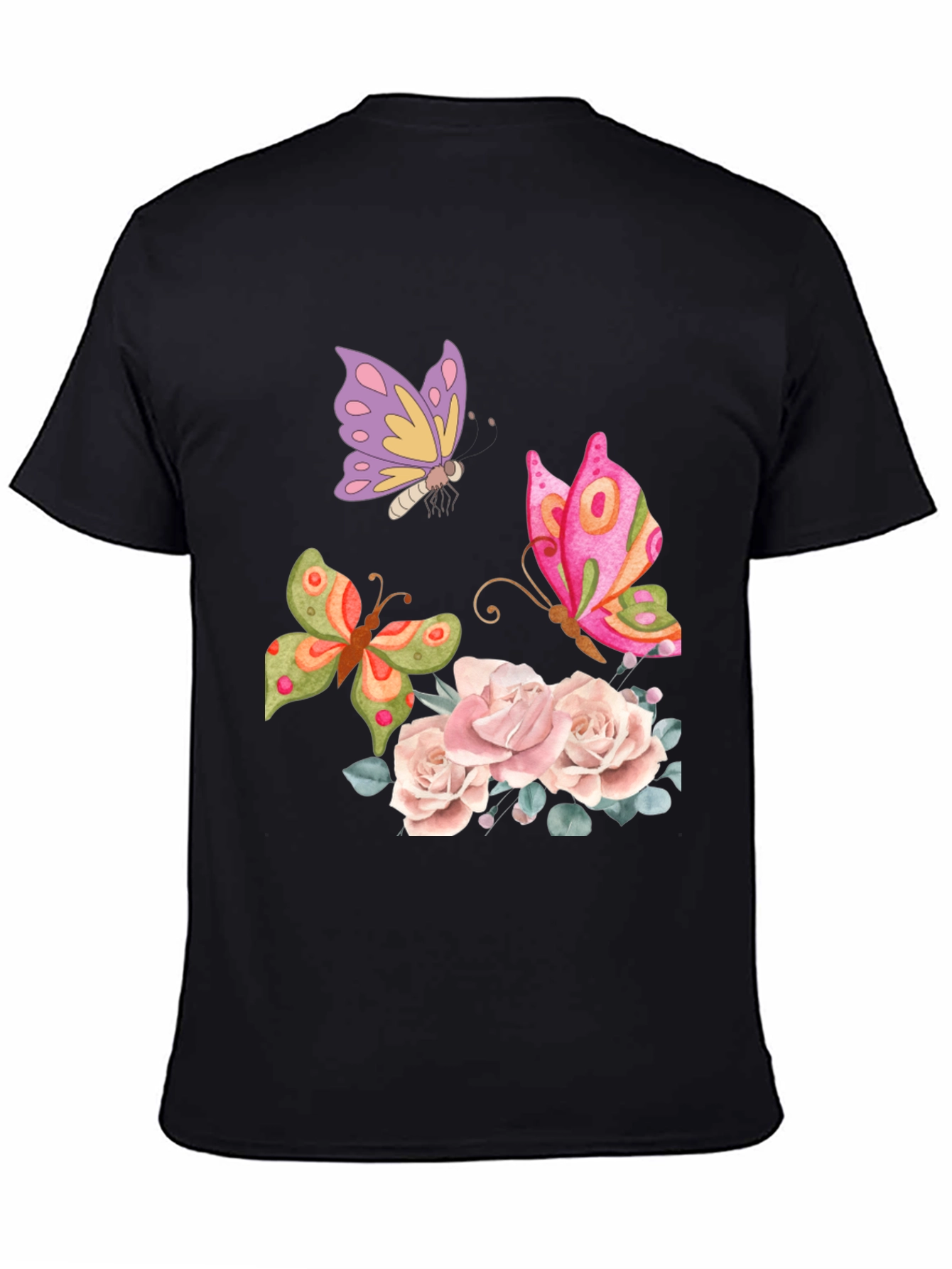 Butterfly Floral Graphic T-Shirt - Elegant Casual Wear
