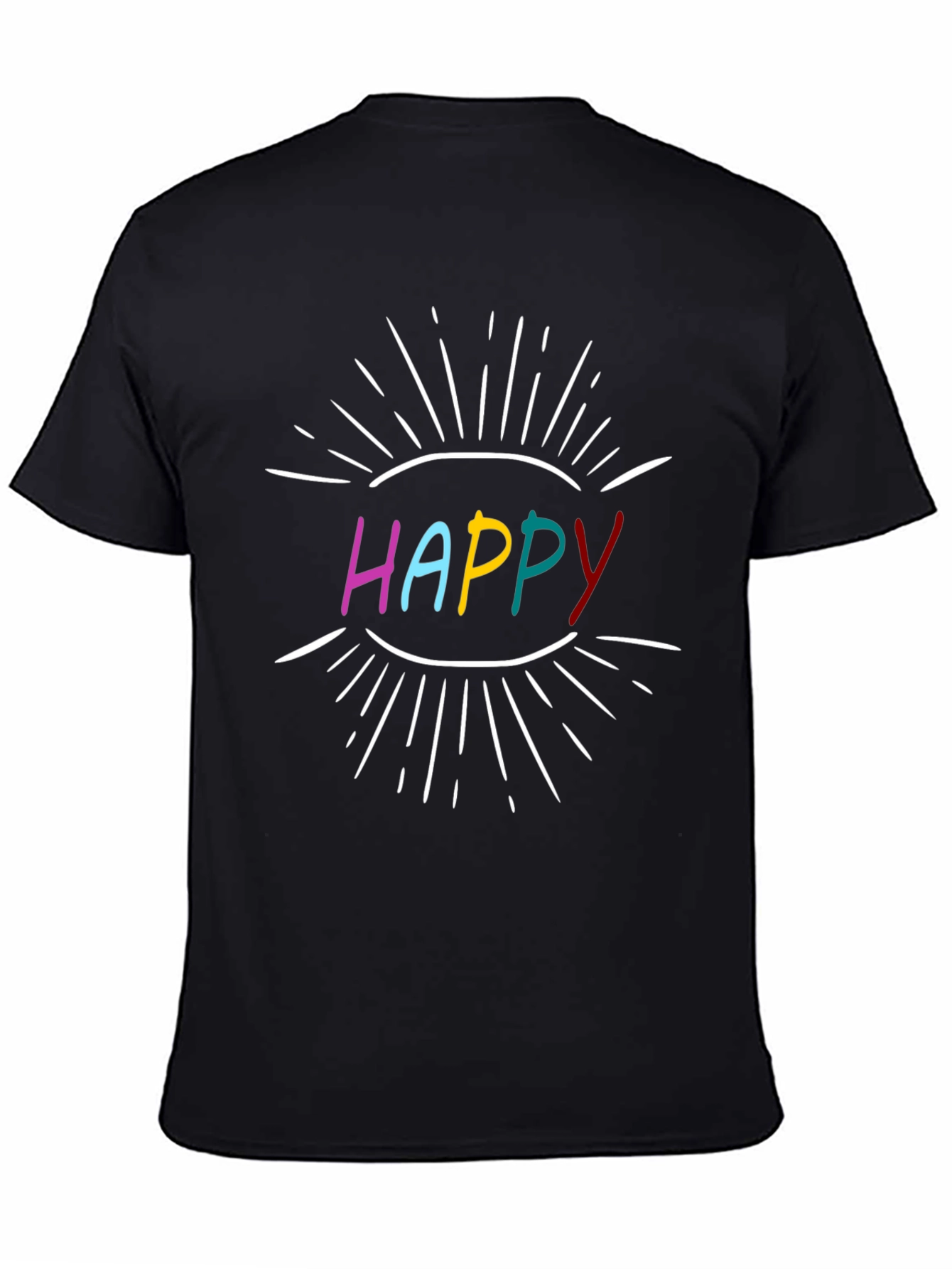 Happy Graphic Tee - Stylish Mens Black T-Shirt