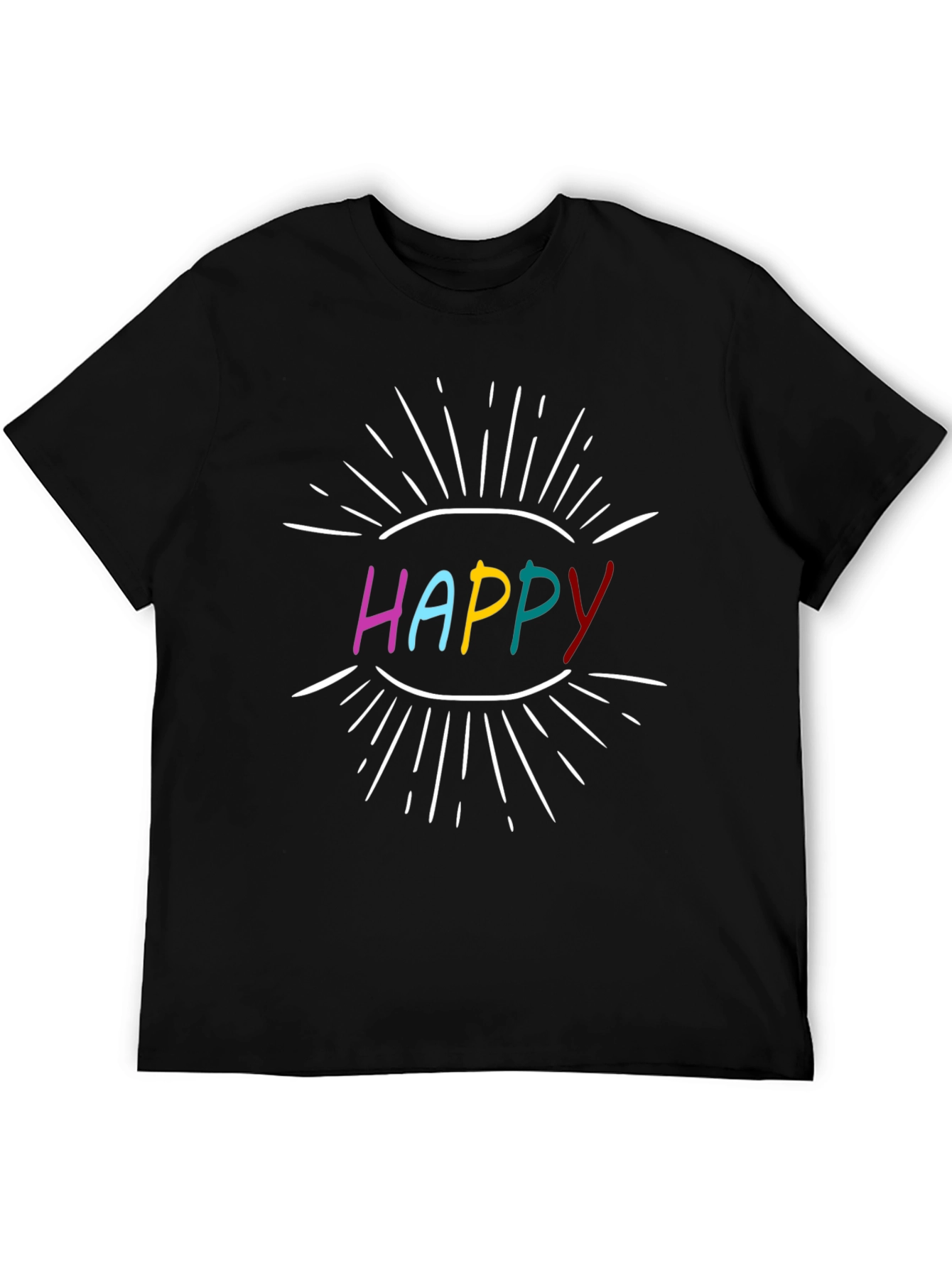 Happy Graphic Tee - Stylish Mens Black T-Shirt