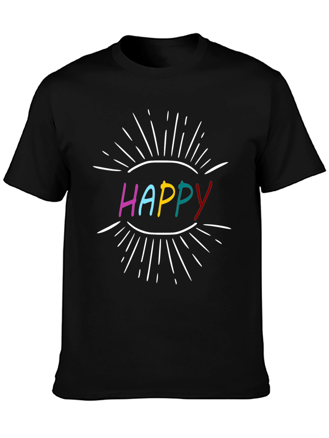 Happy Graphic Tee - Stylish Mens Black T-Shirt
