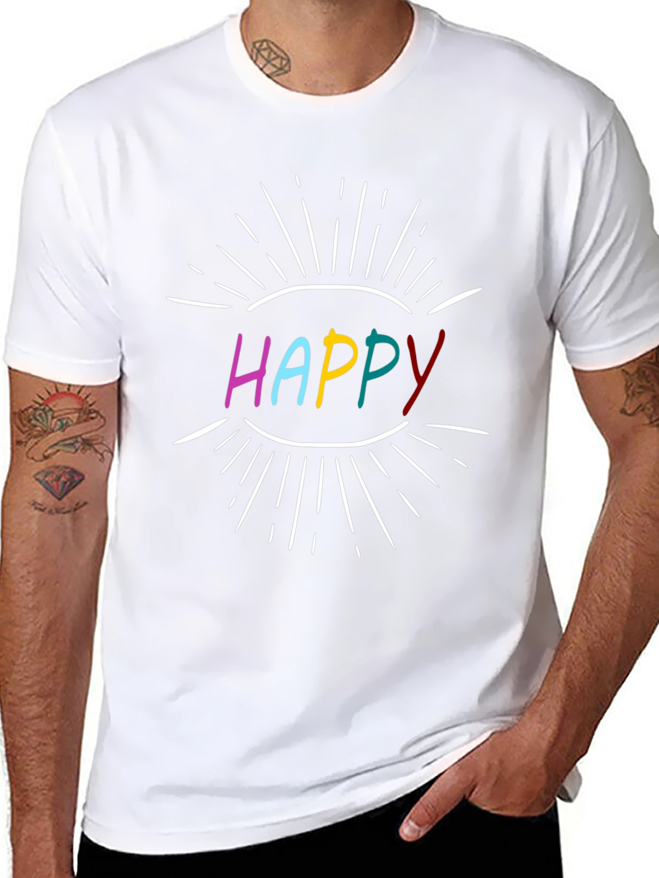 Happy Graphic Tee - Stylish Mens Black T-Shirt