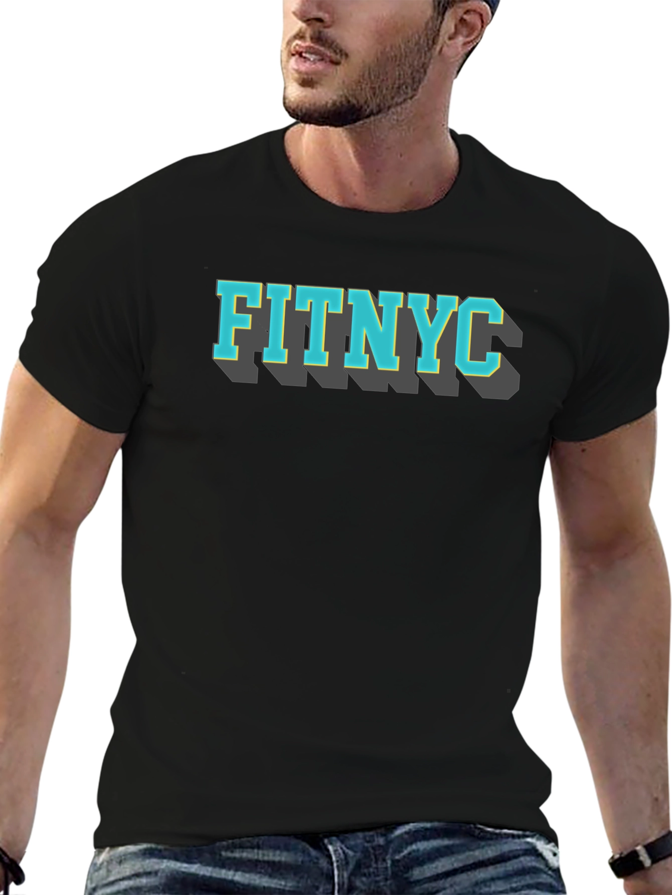 FITNYC Graphic Tee - Black Cotton T-Shirt