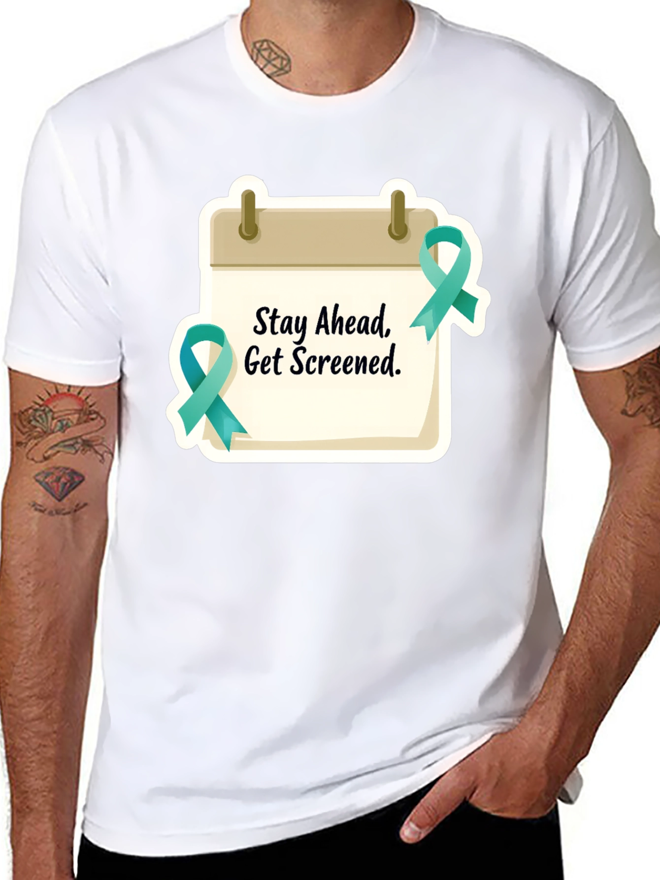 Stay Ahead Get Screened Black T-Shirt