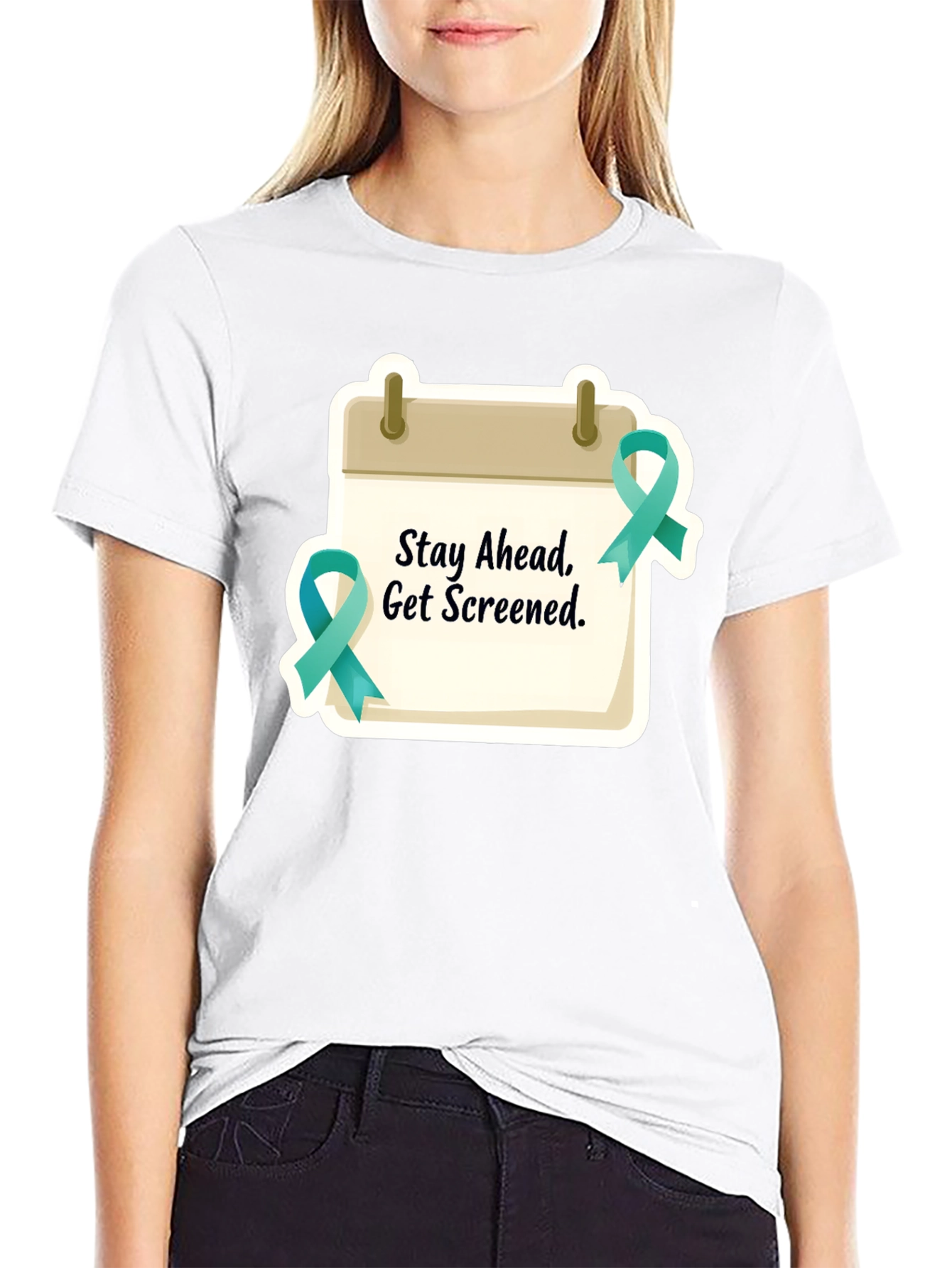 Stay Ahead Get Screened Black T-Shirt