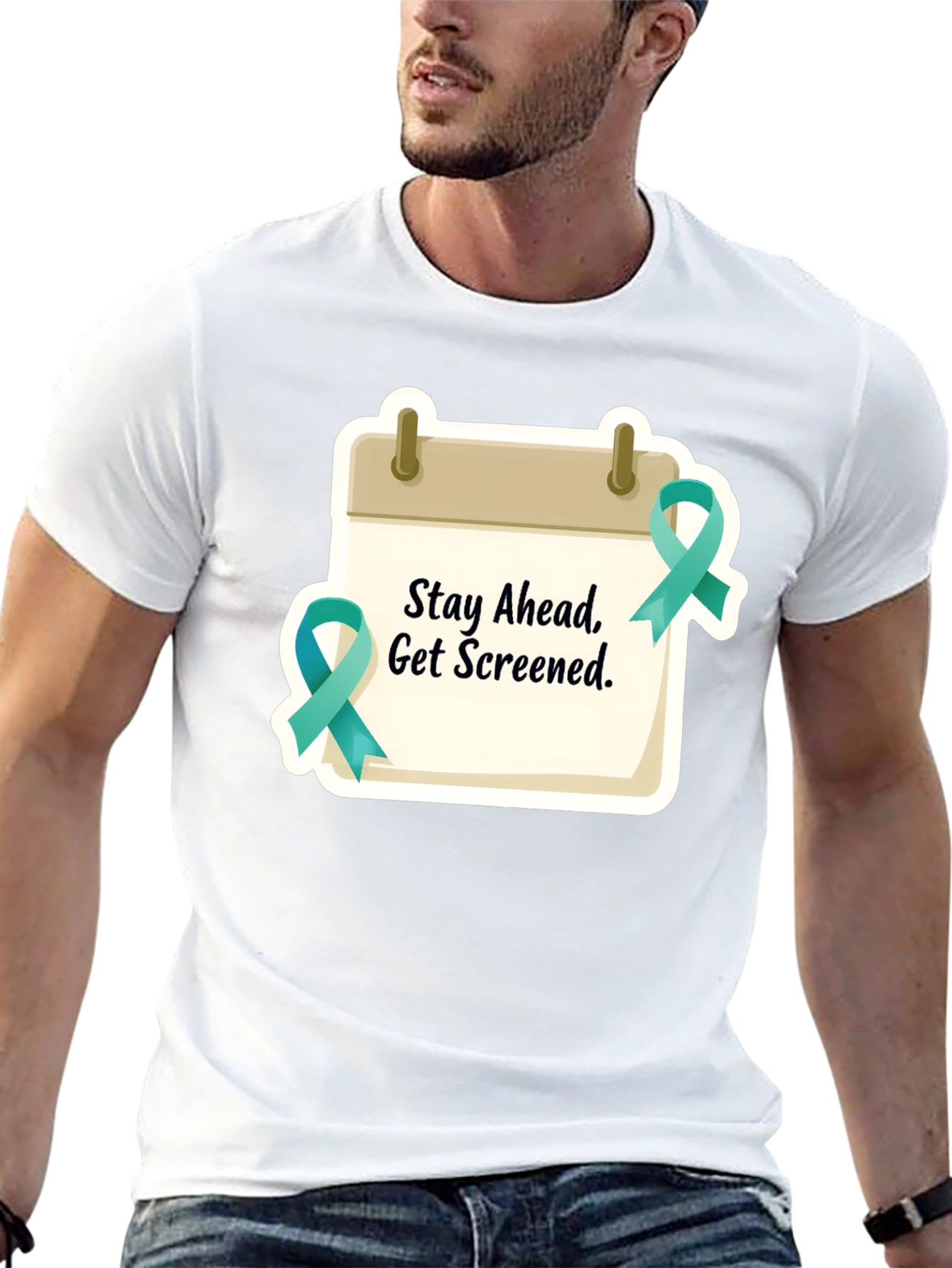 Stay Ahead Get Screened Black T-Shirt