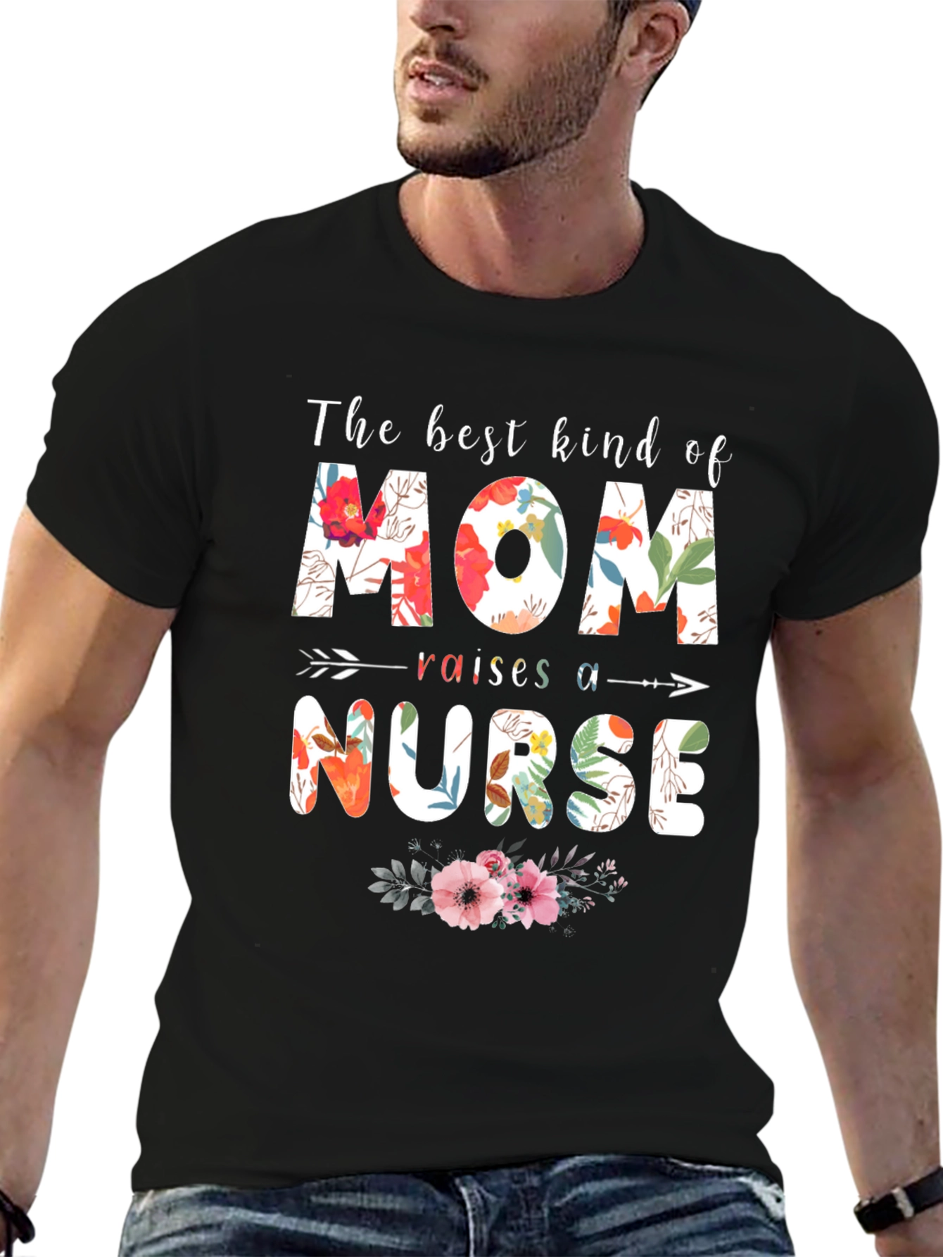 Floral Mom Raises a Nurse T-Shirt