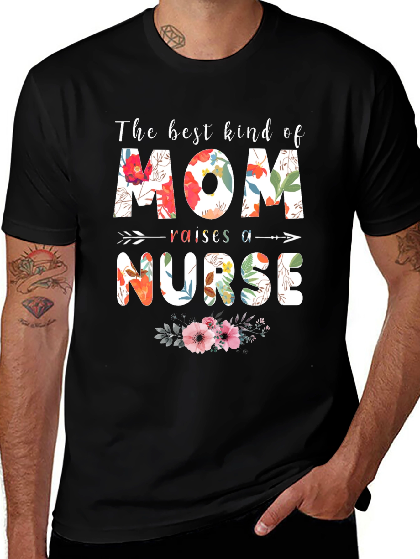 Floral Mom Raises a Nurse T-Shirt