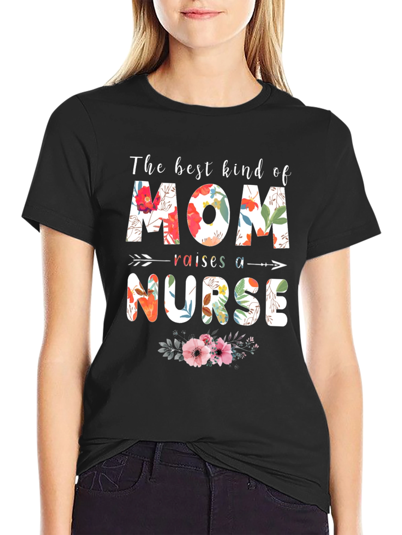 Floral Mom Raises a Nurse T-Shirt