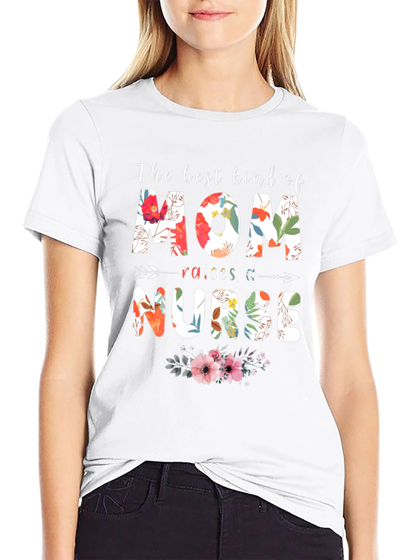Floral Mom Raises a Nurse T-Shirt