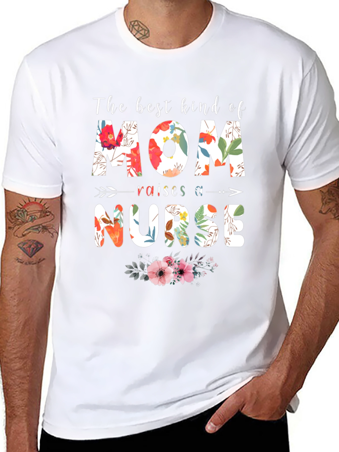 Floral Mom Raises a Nurse T-Shirt