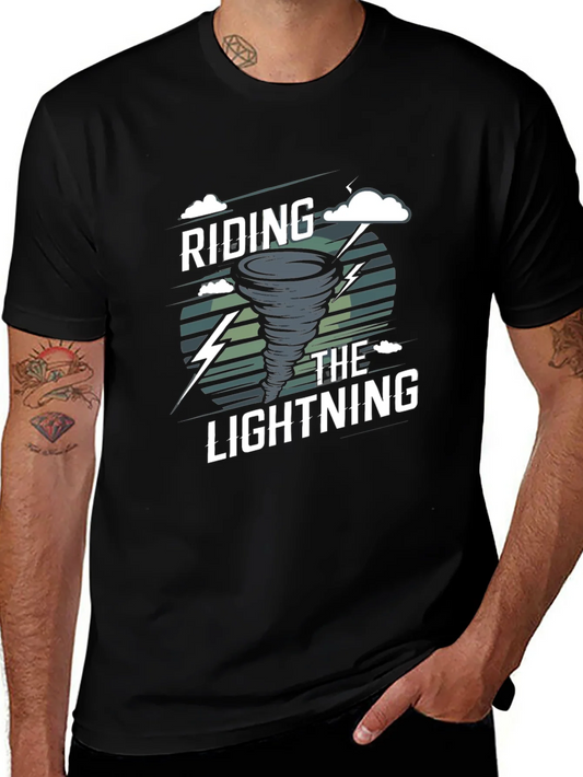 Riding the Lightning Black Graphic T-Shirt
