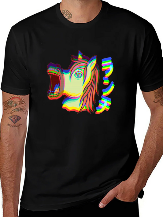 Distorted Horse Graphic Tee - Black