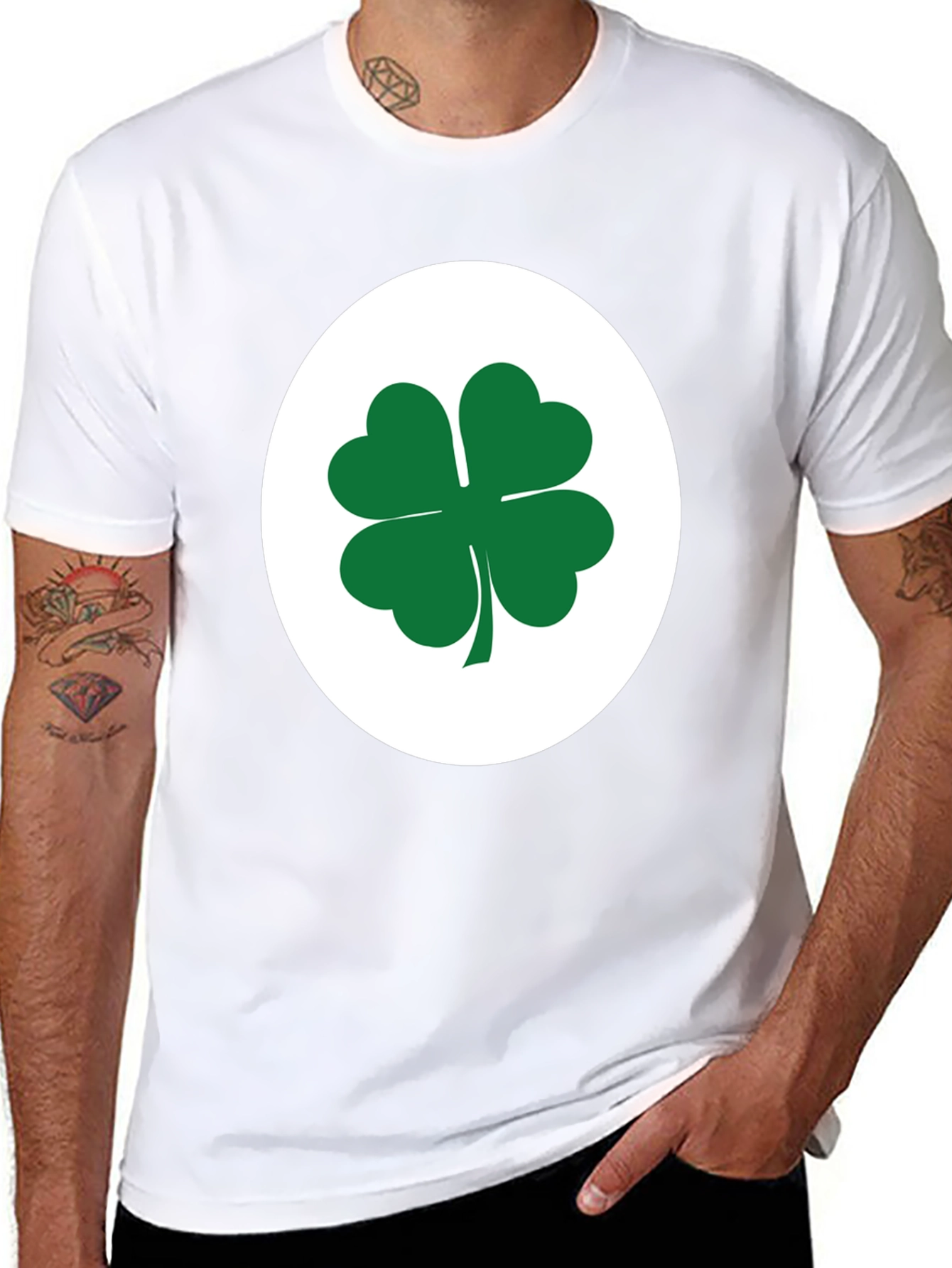 Lucky Shamrock Tee - Black Cotton Blend T-Shirt