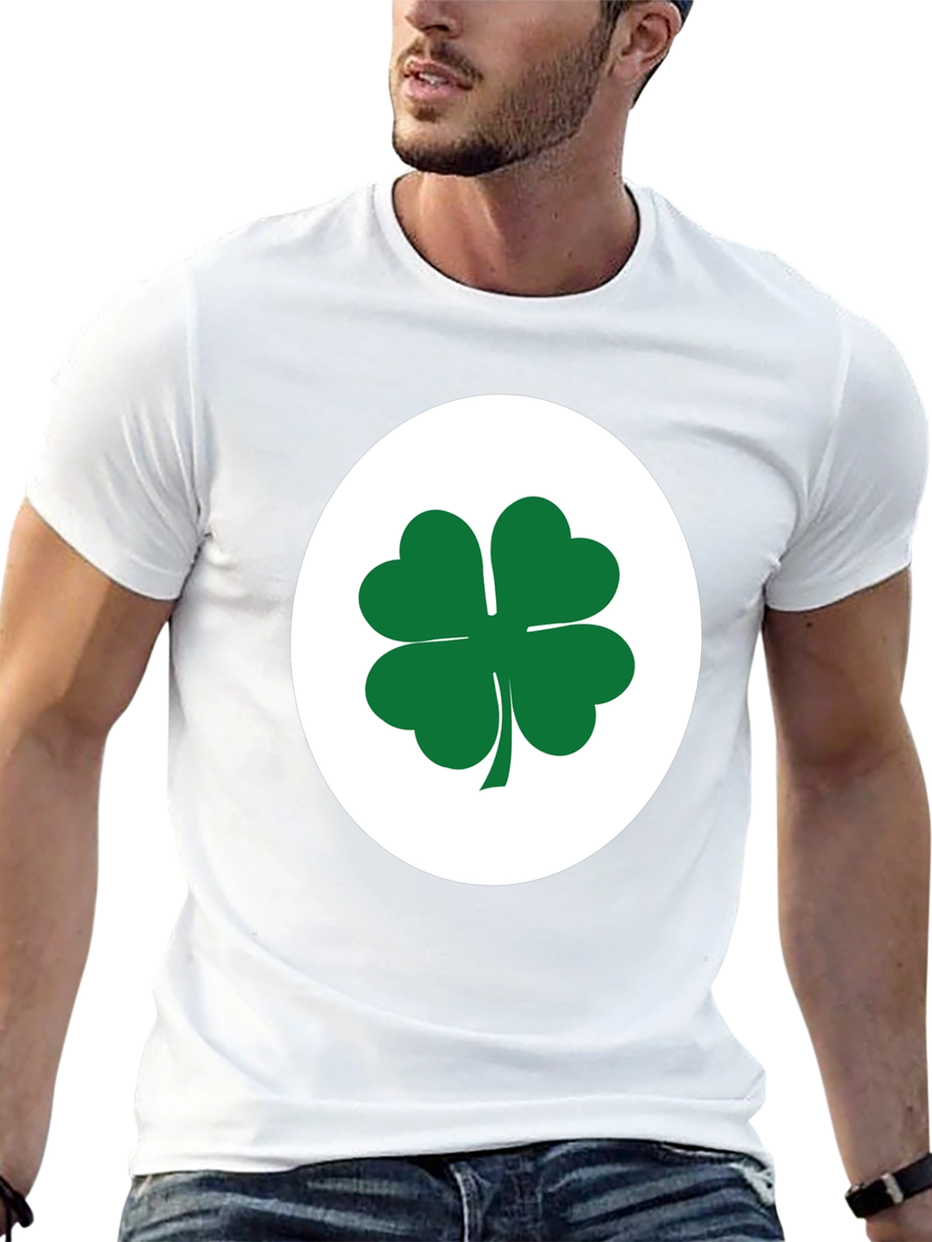 Lucky Shamrock Tee - Black Cotton Blend T-Shirt