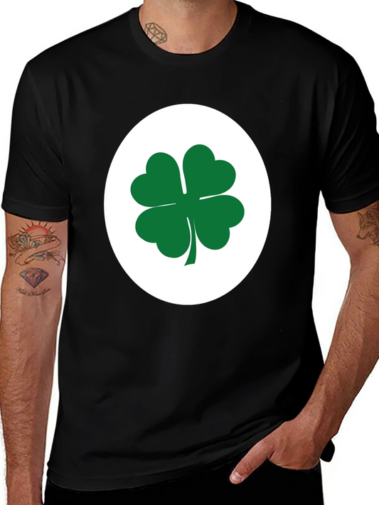 Lucky Shamrock Tee - Black Cotton Blend T-Shirt