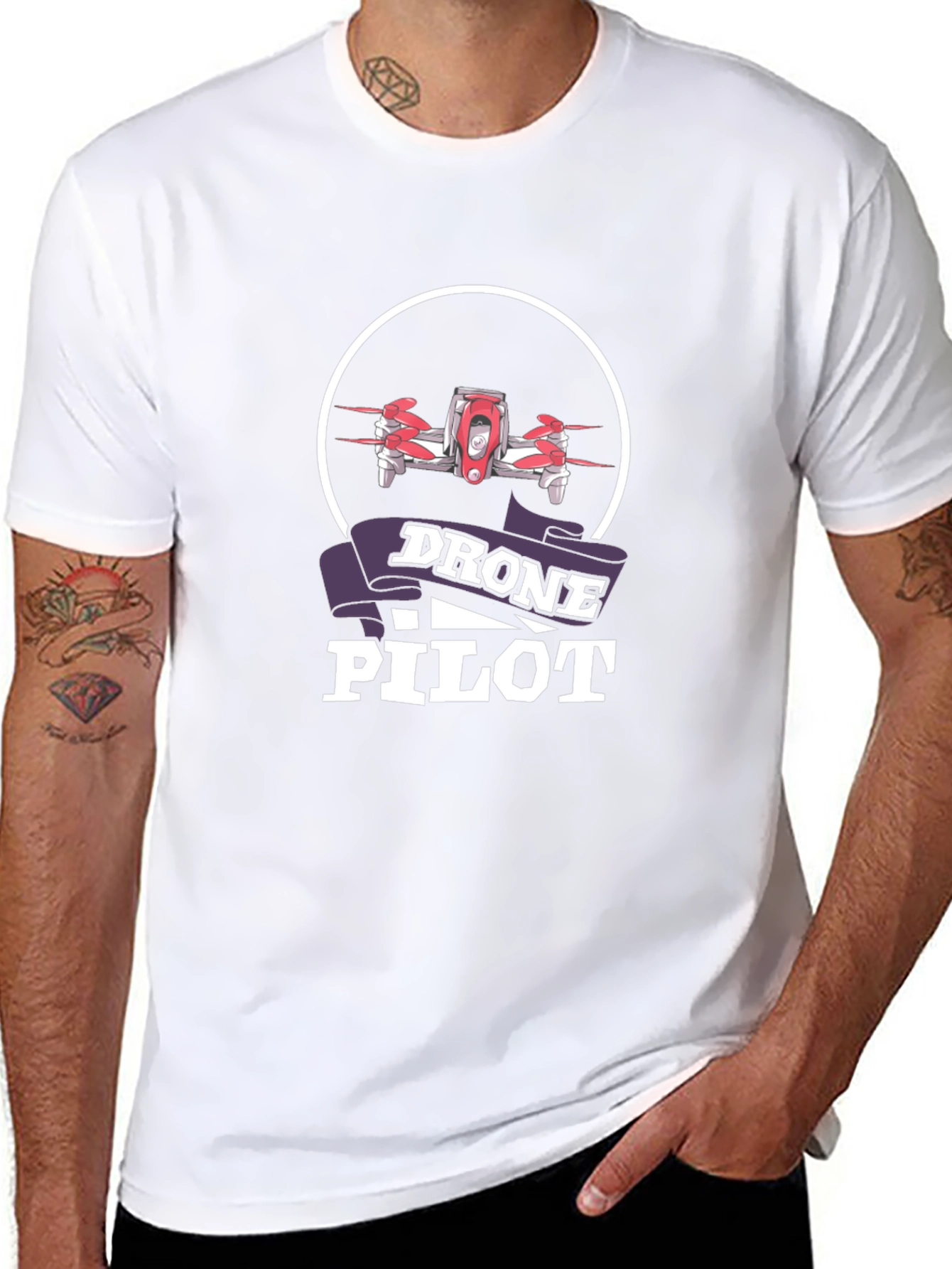 Drone Pilot Graphic Tee - Black Cotton T-Shirt