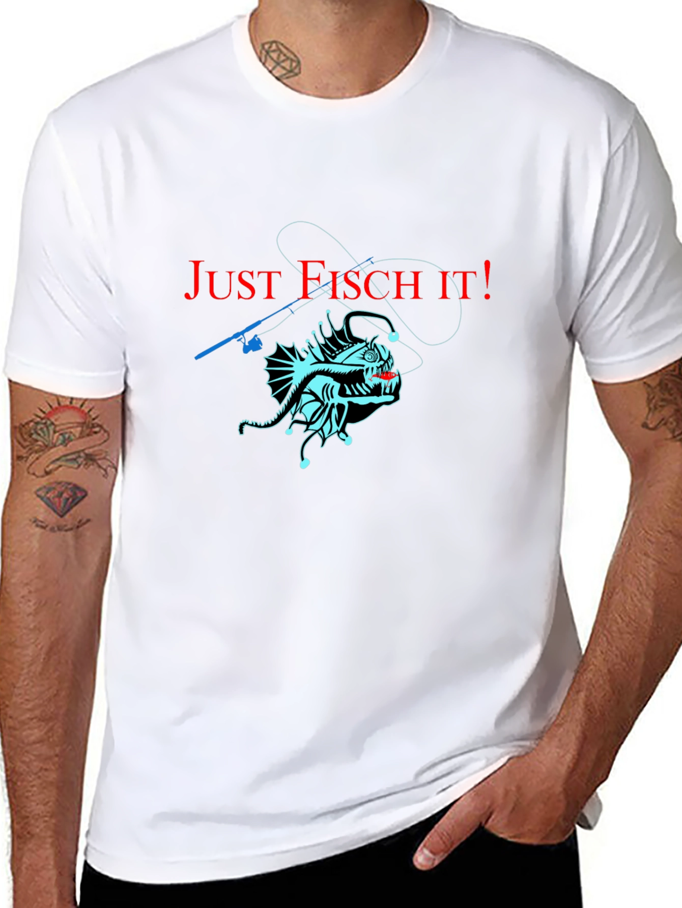 Just Fisch It! Anglerfish Graphic T-Shirt - Unique Design