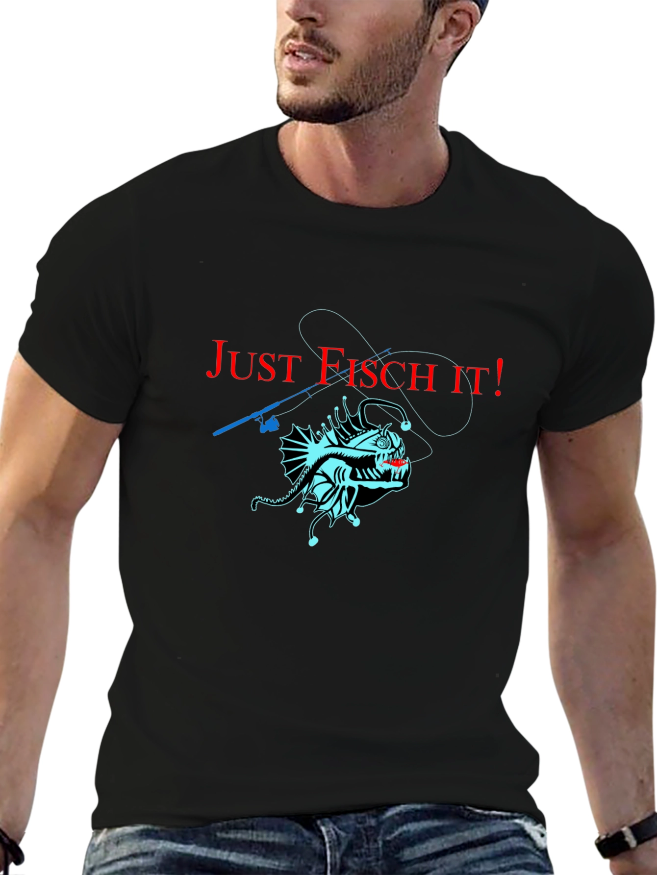 Just Fisch It! Anglerfish Graphic T-Shirt - Unique Design