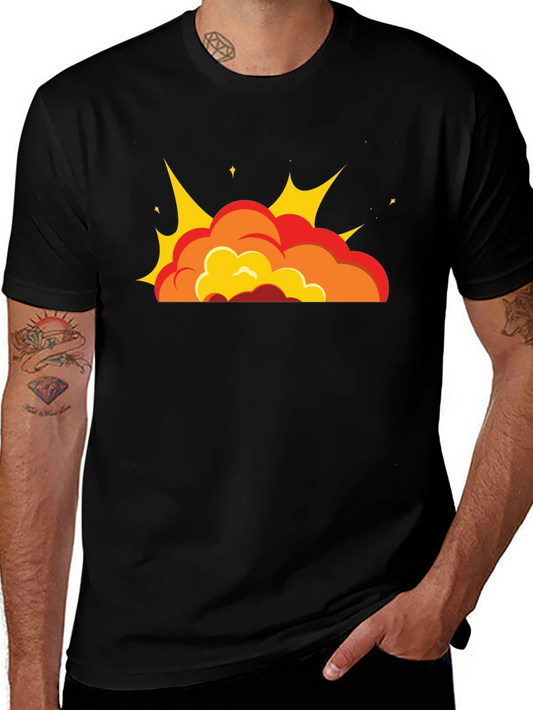Cartoon Explosion Black T-Shirt