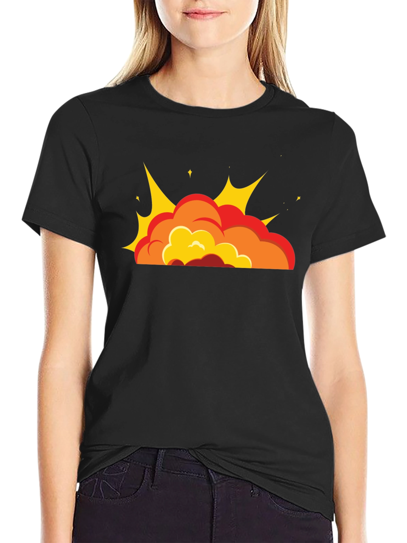 Cartoon Explosion Black T-Shirt