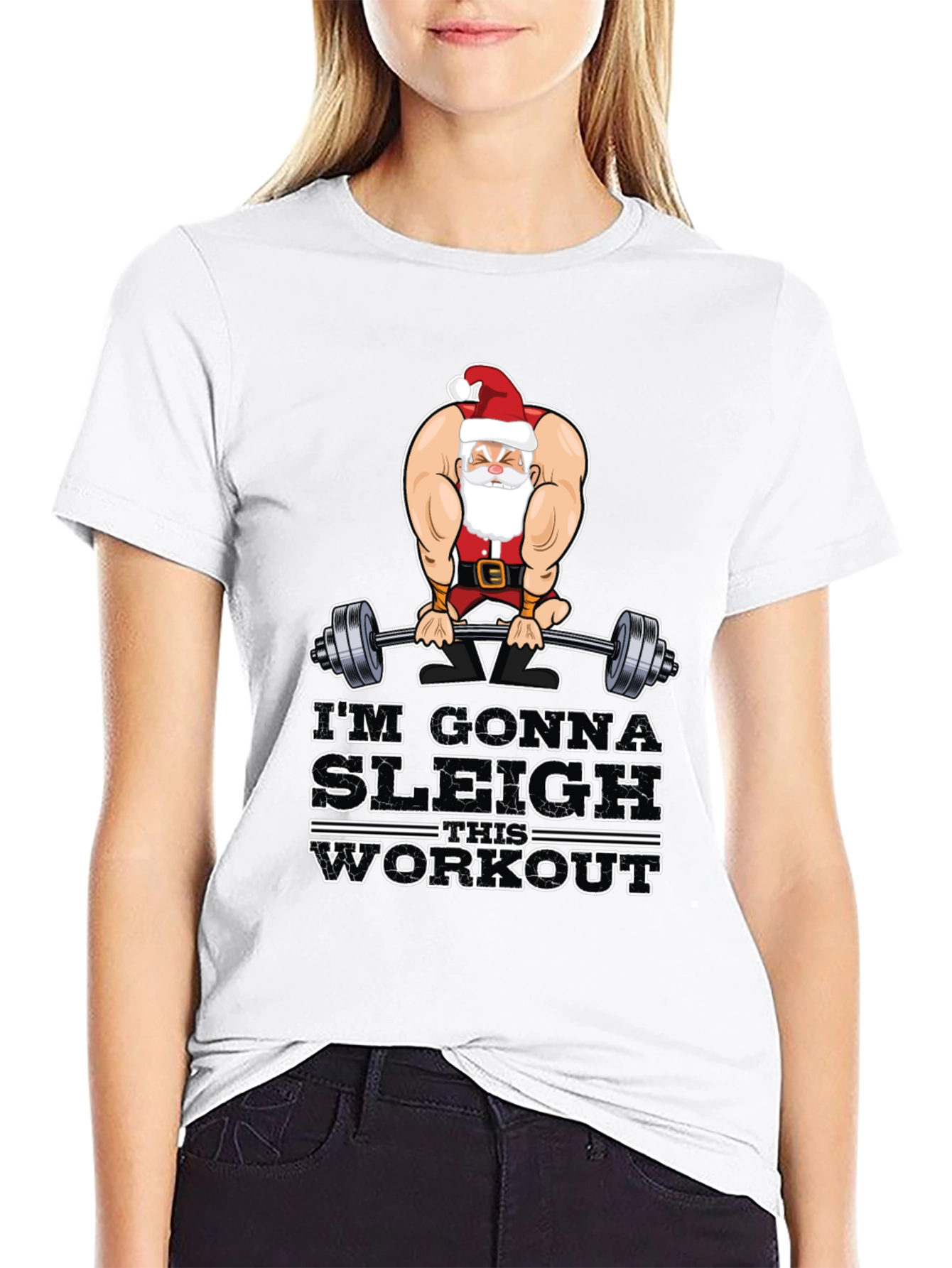 Im Gonna Sleigh This Workout Black T-Shirt