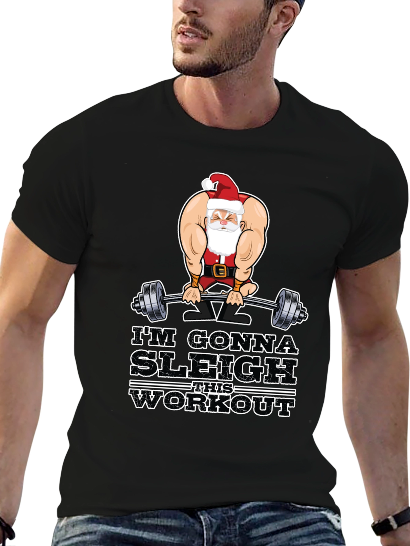 Im Gonna Sleigh This Workout Black T-Shirt