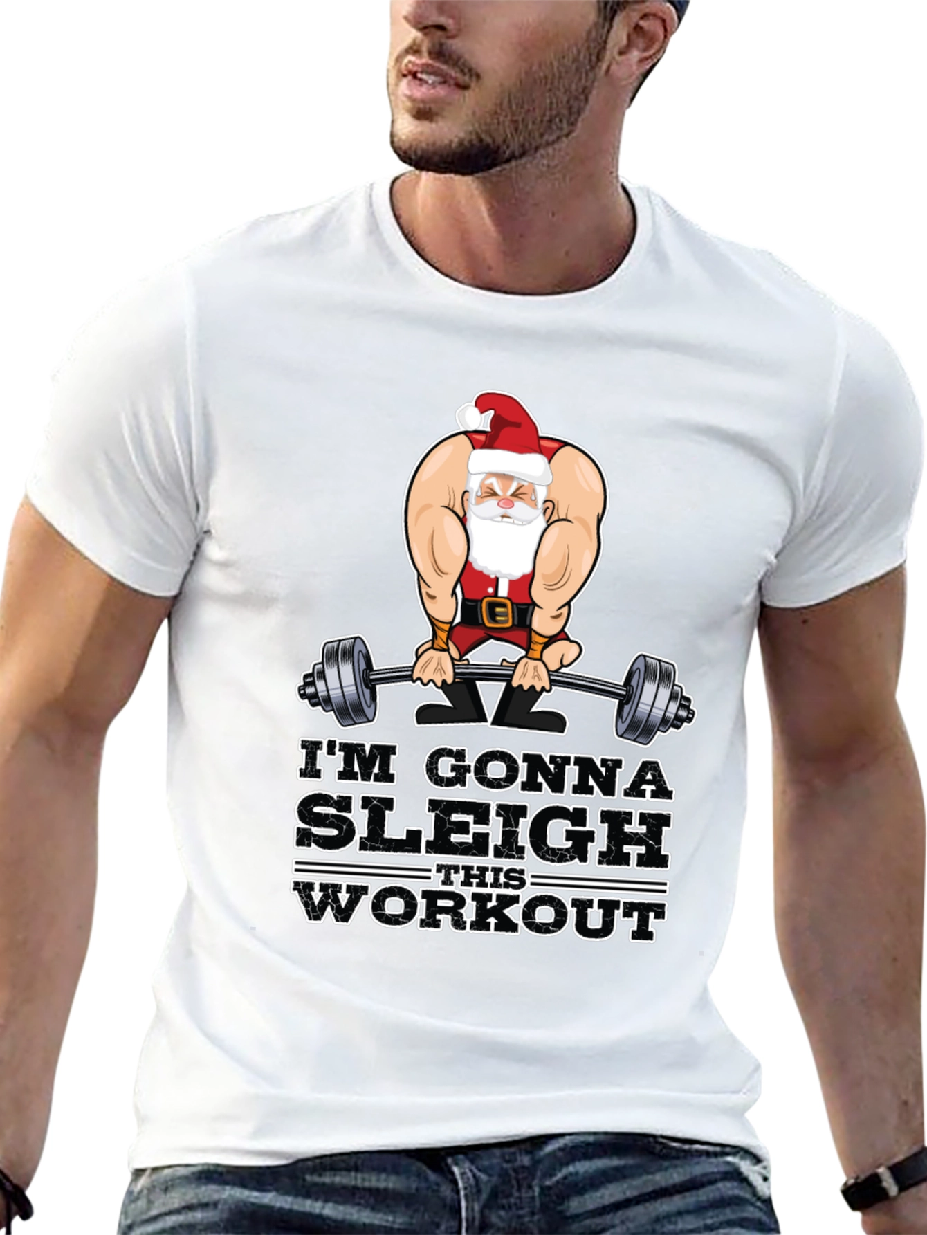 Im Gonna Sleigh This Workout Black T-Shirt