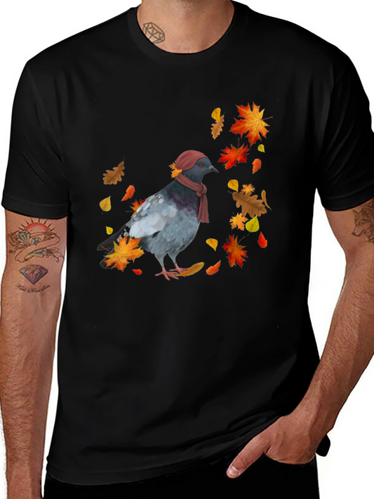 Fall Pigeon T-Shirt - Stylish Bird Autumn Design