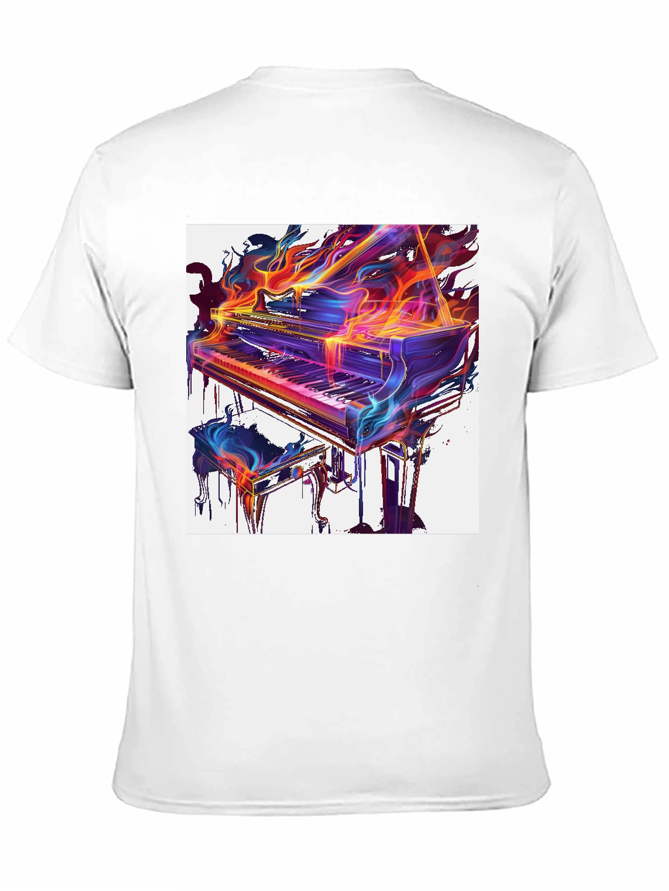 Flaming Piano Graphic Tee - Artistic Music Lover Shirt