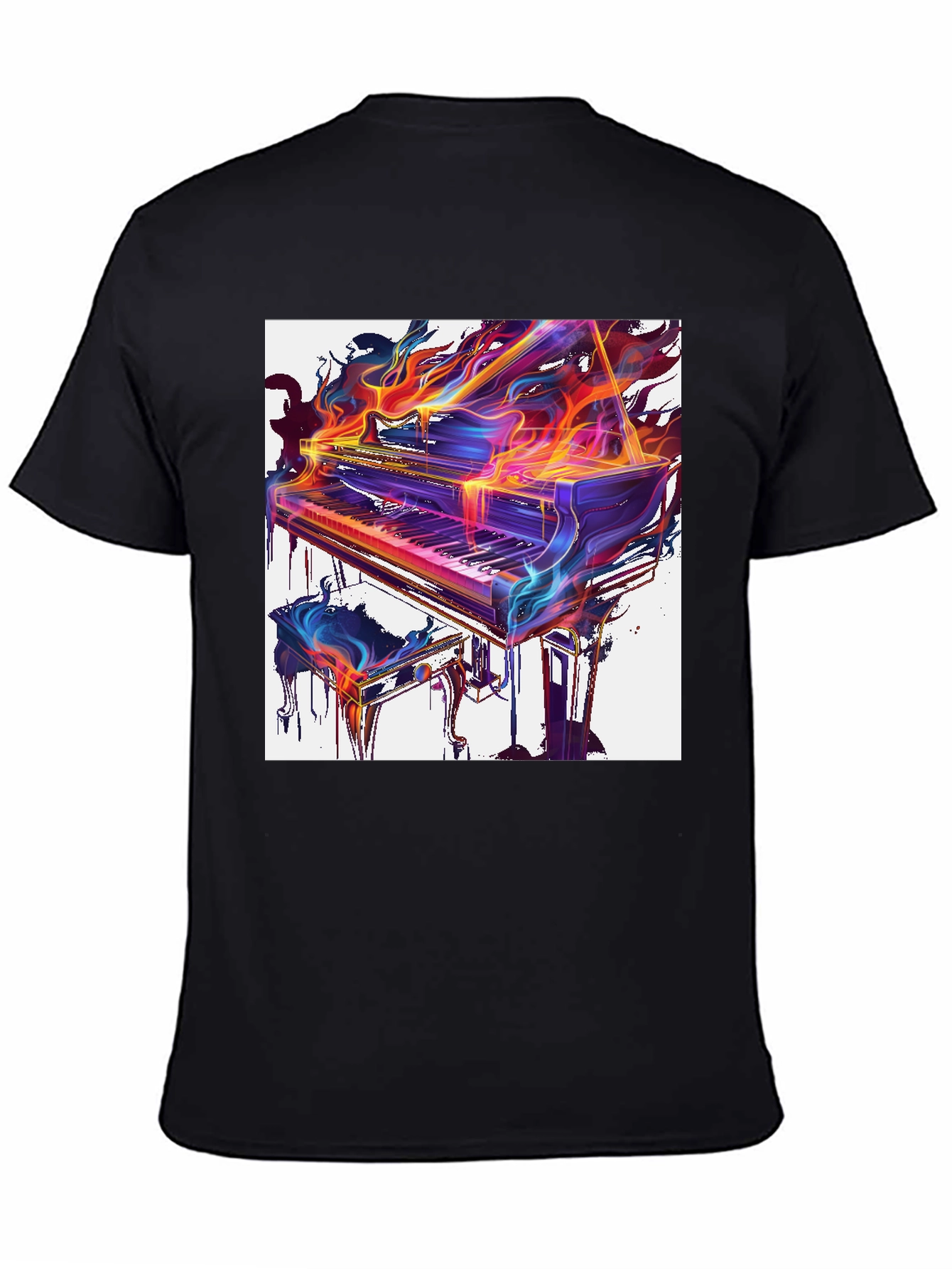 Flaming Piano Graphic Tee - Artistic Music Lover Shirt