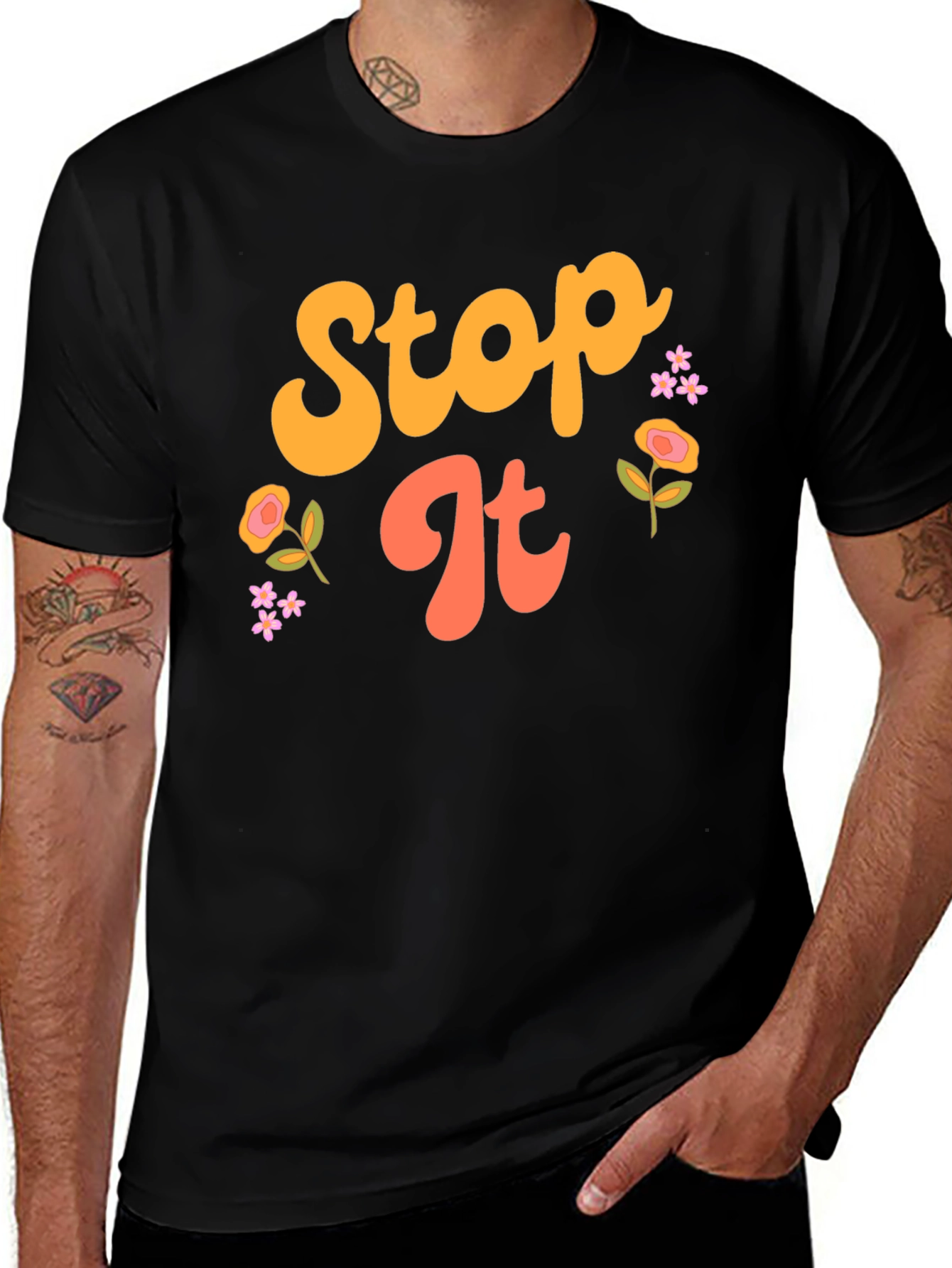 Retro Stop It Graphic Tee - Unisex Black T-Shirt