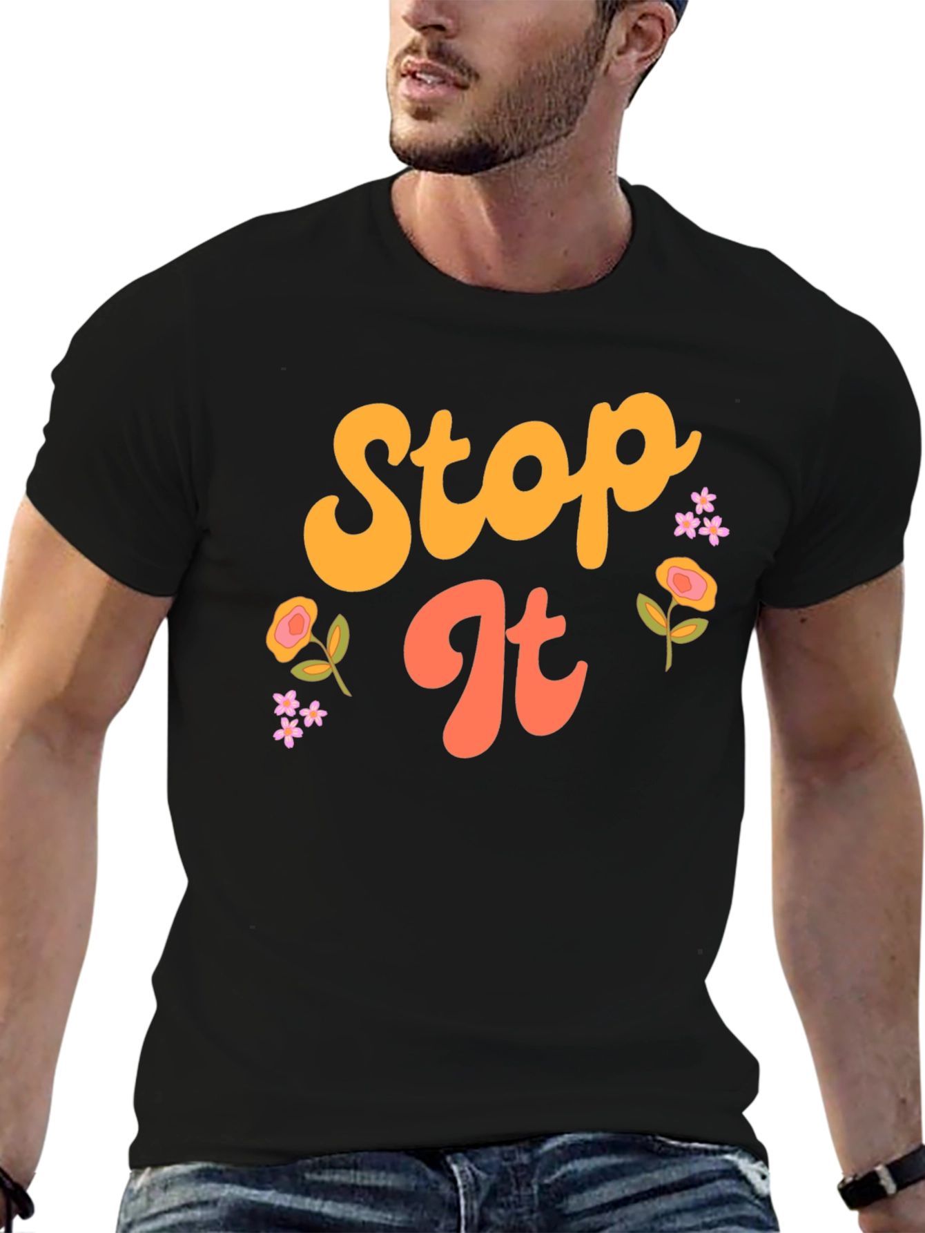 Retro Stop It Graphic Tee - Unisex Black T-Shirt