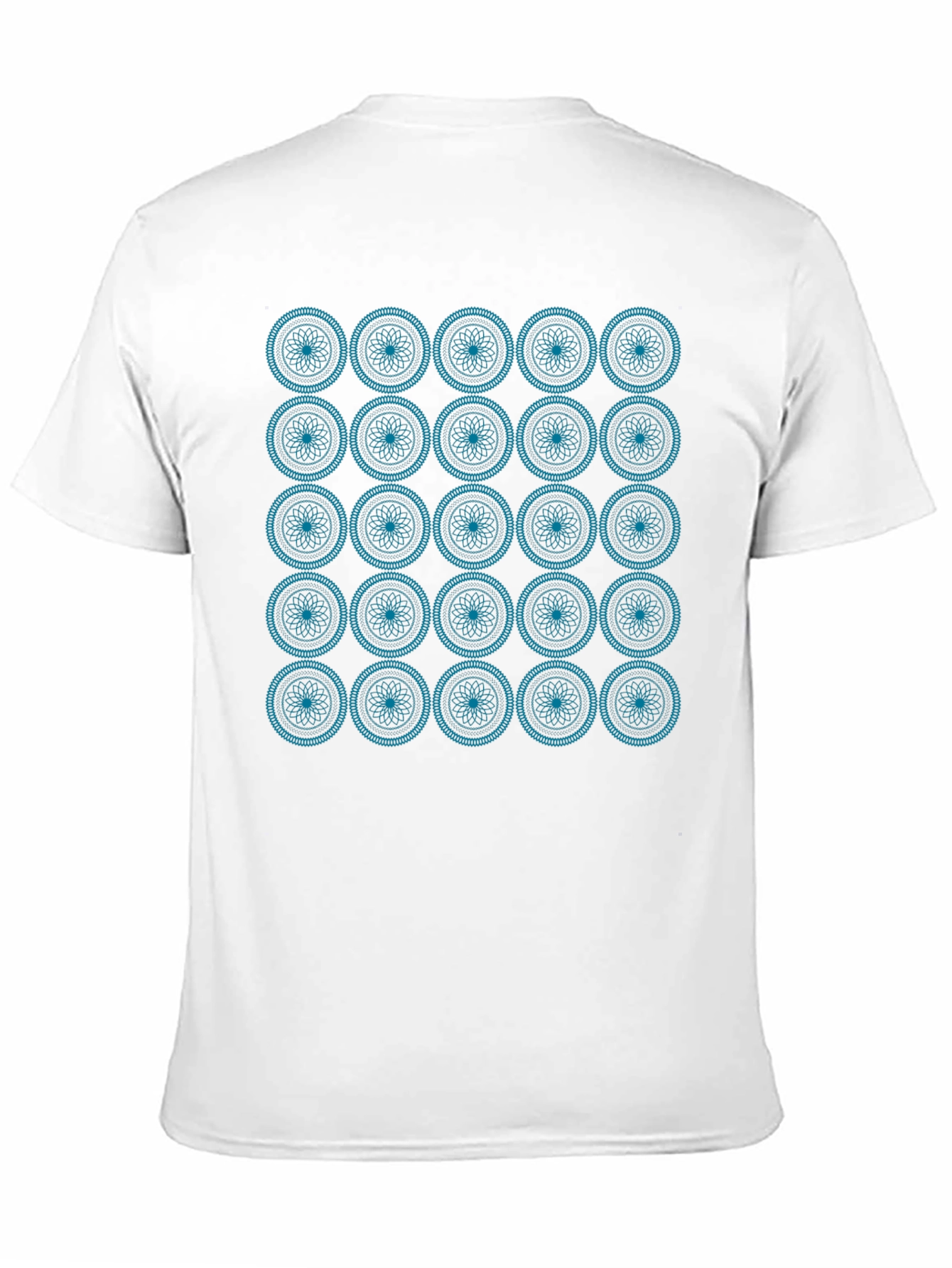 Geometric Teal Pattern Black T-Shirt